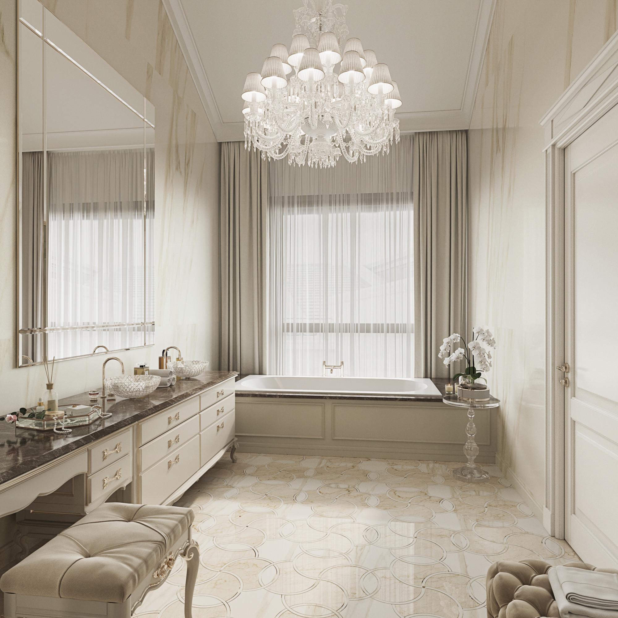 Bathroom in the master bedroom made in the style of Neoclassicism