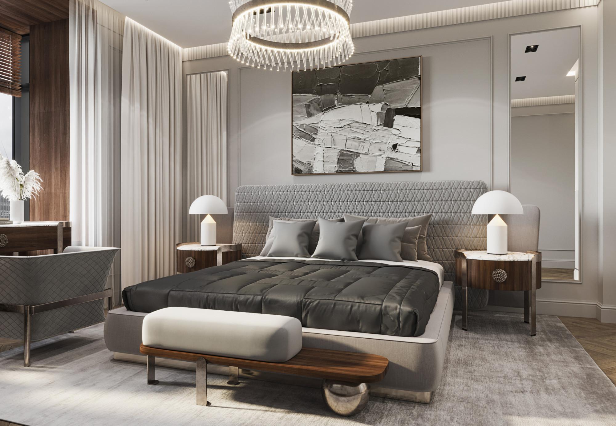 Master bedroom made in the style of Neoclassicism Contemporary