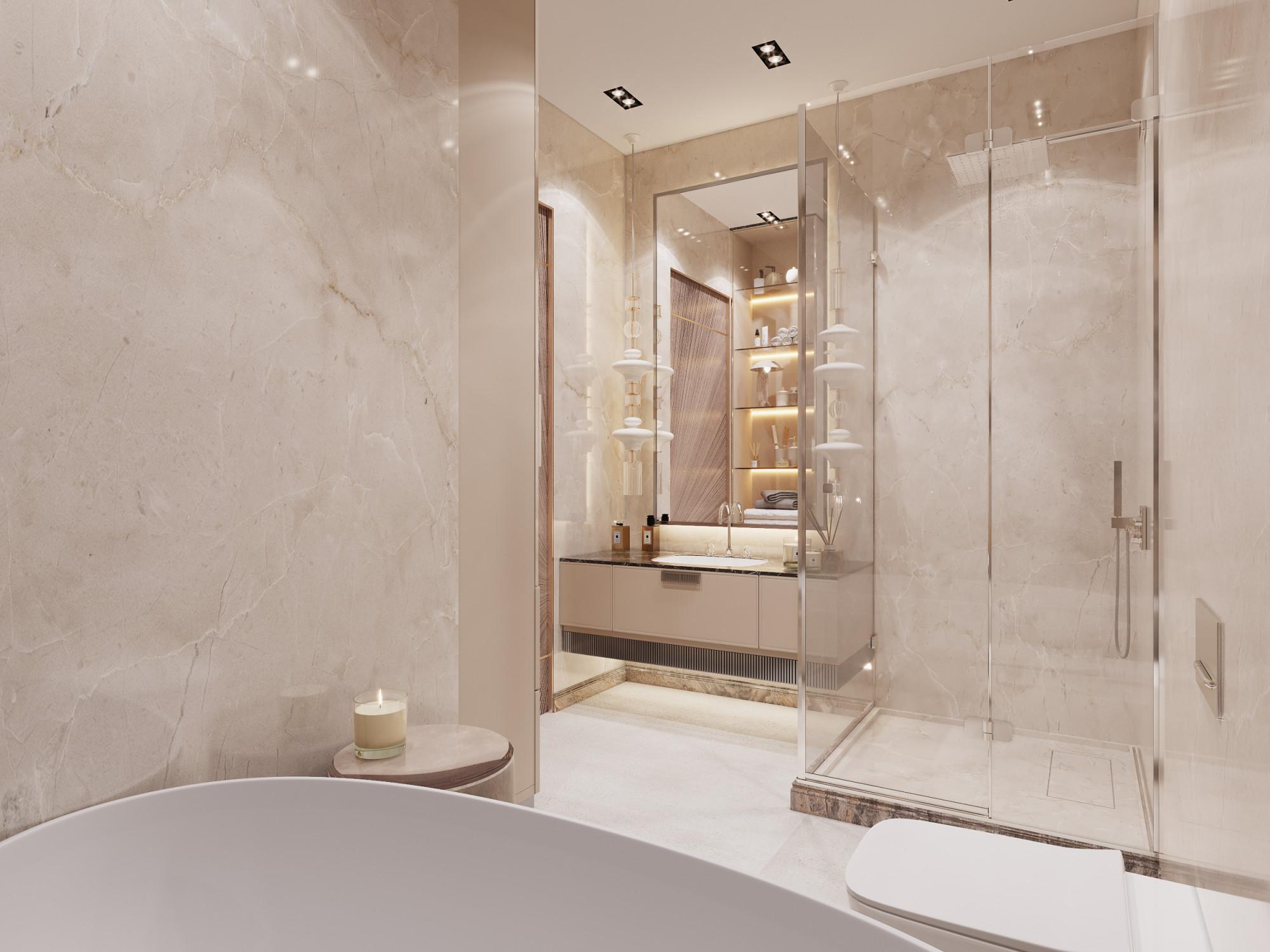 Bathroom in the master bedroom made in the style of Contemporary Neoclassicism