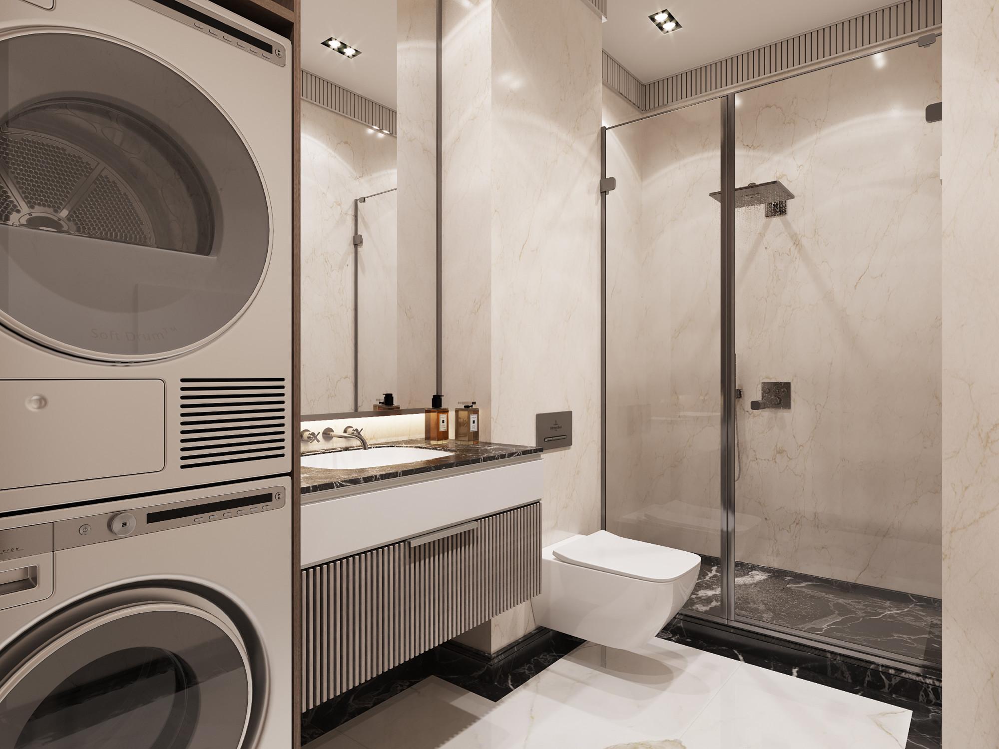 Guest bathroom  made in the style of Contemporary Neoclassicism