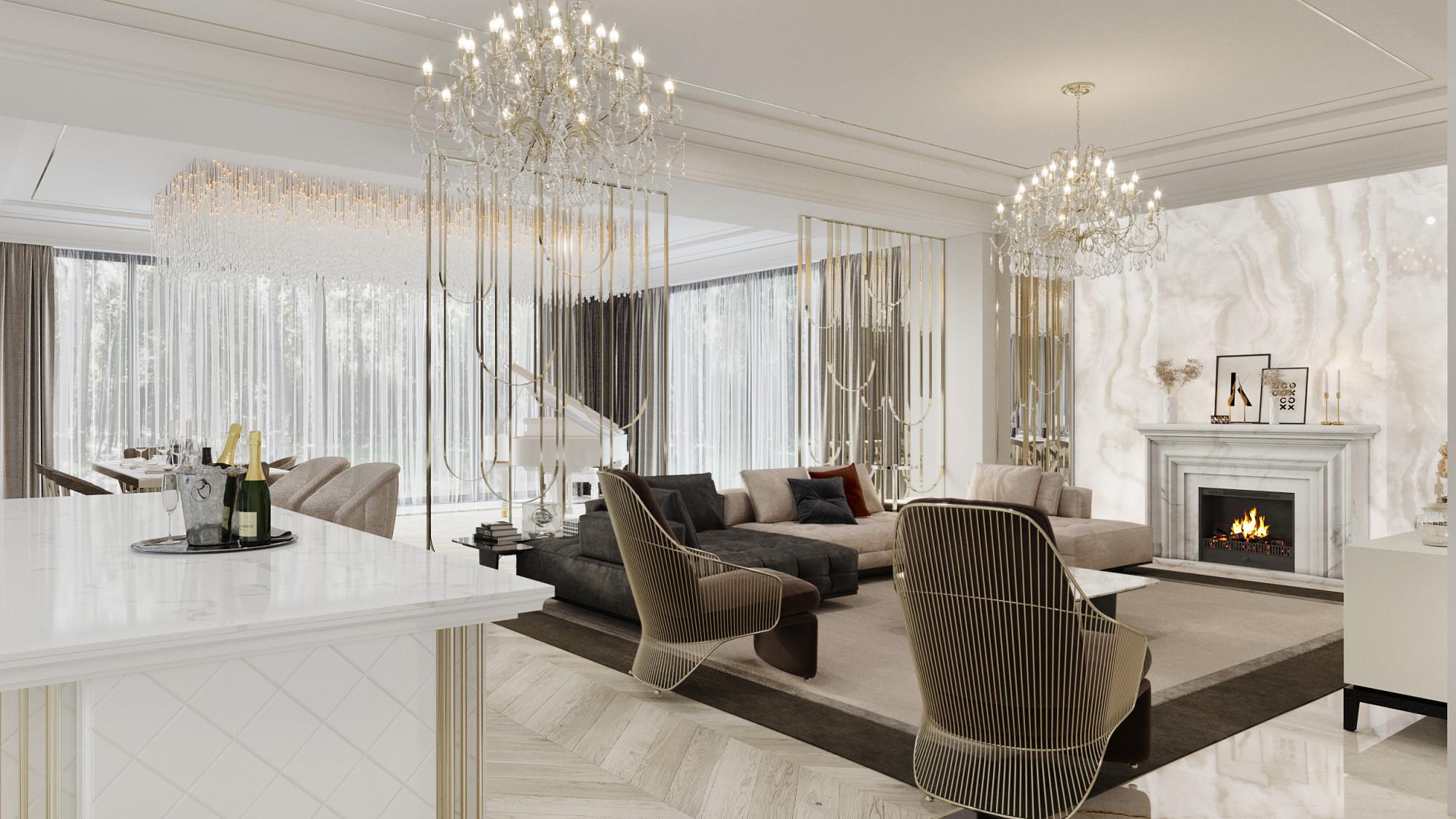 Living and dining room made in the style of Contemporary classics