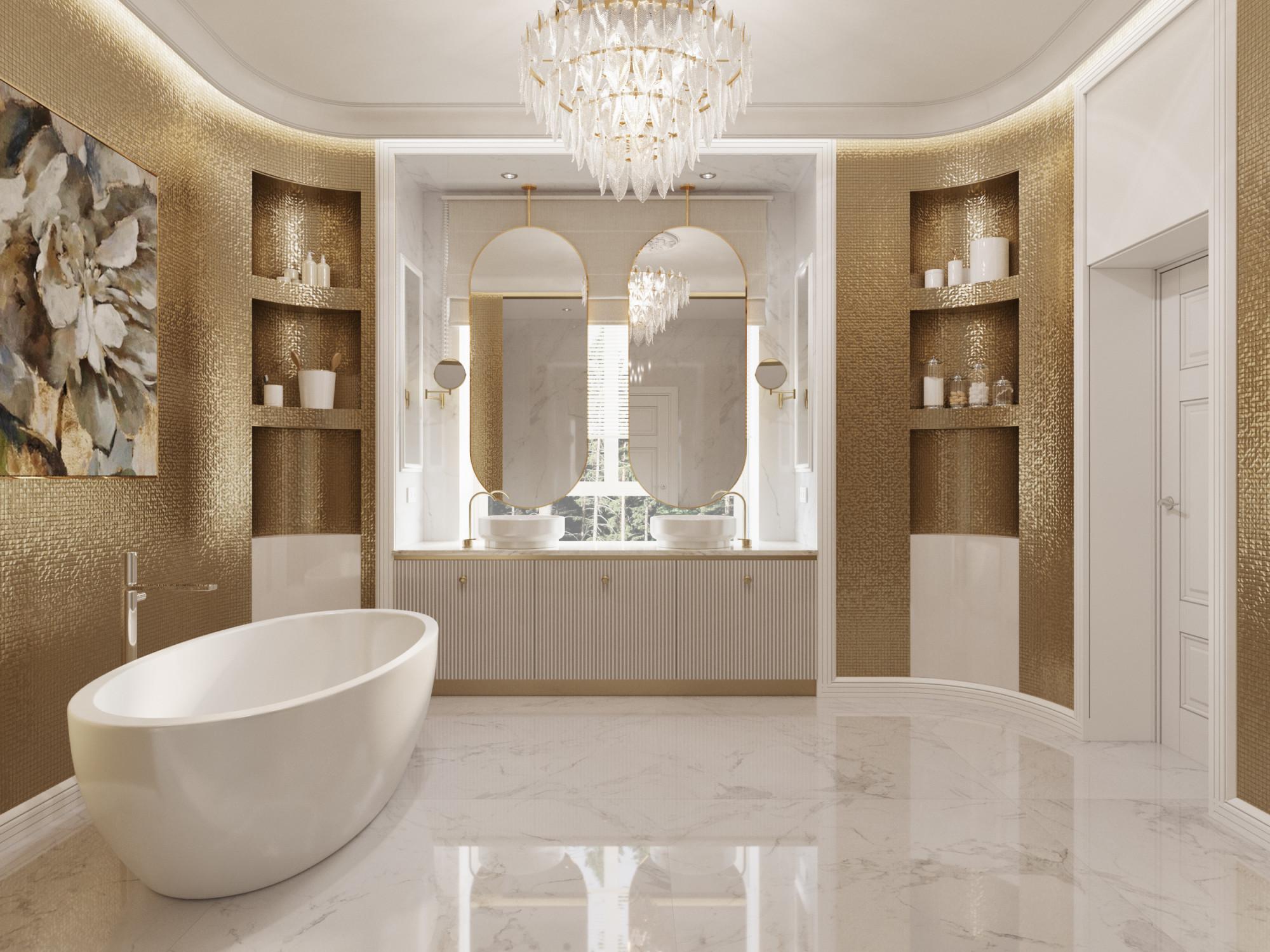 Bathroom №2 on the 2nd floor made in the style of Neoclassicism