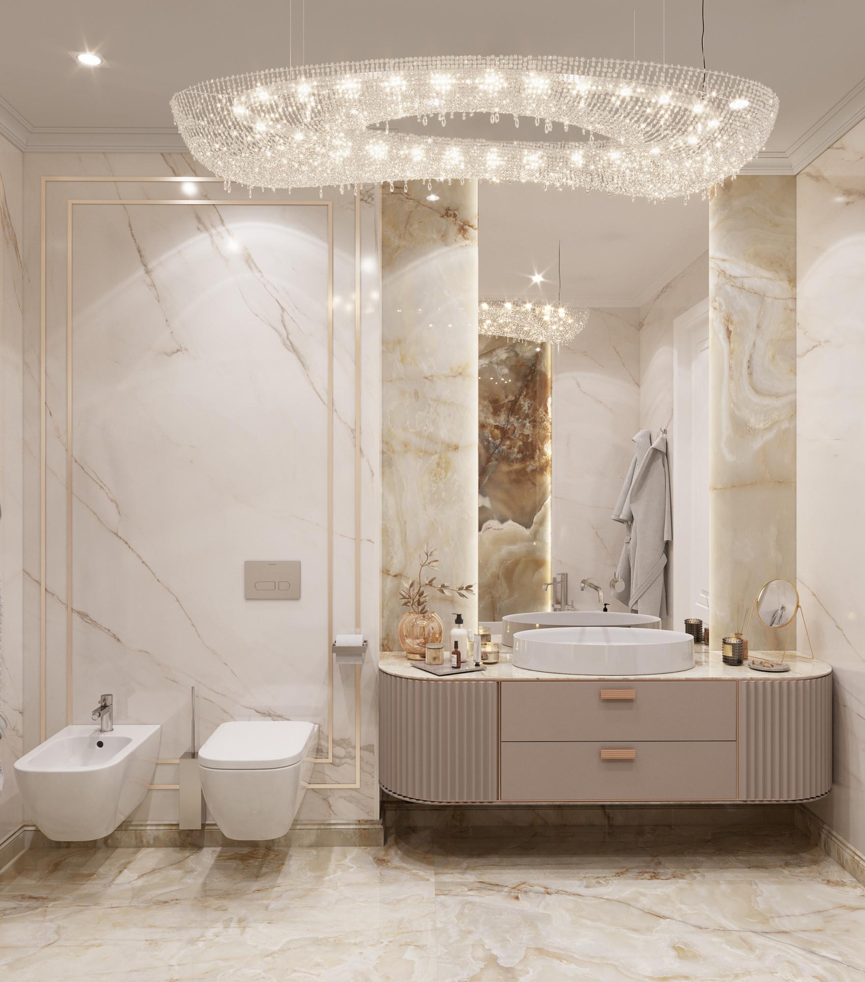 Bathroom in the master bedroom made in the style of Contemporary classics