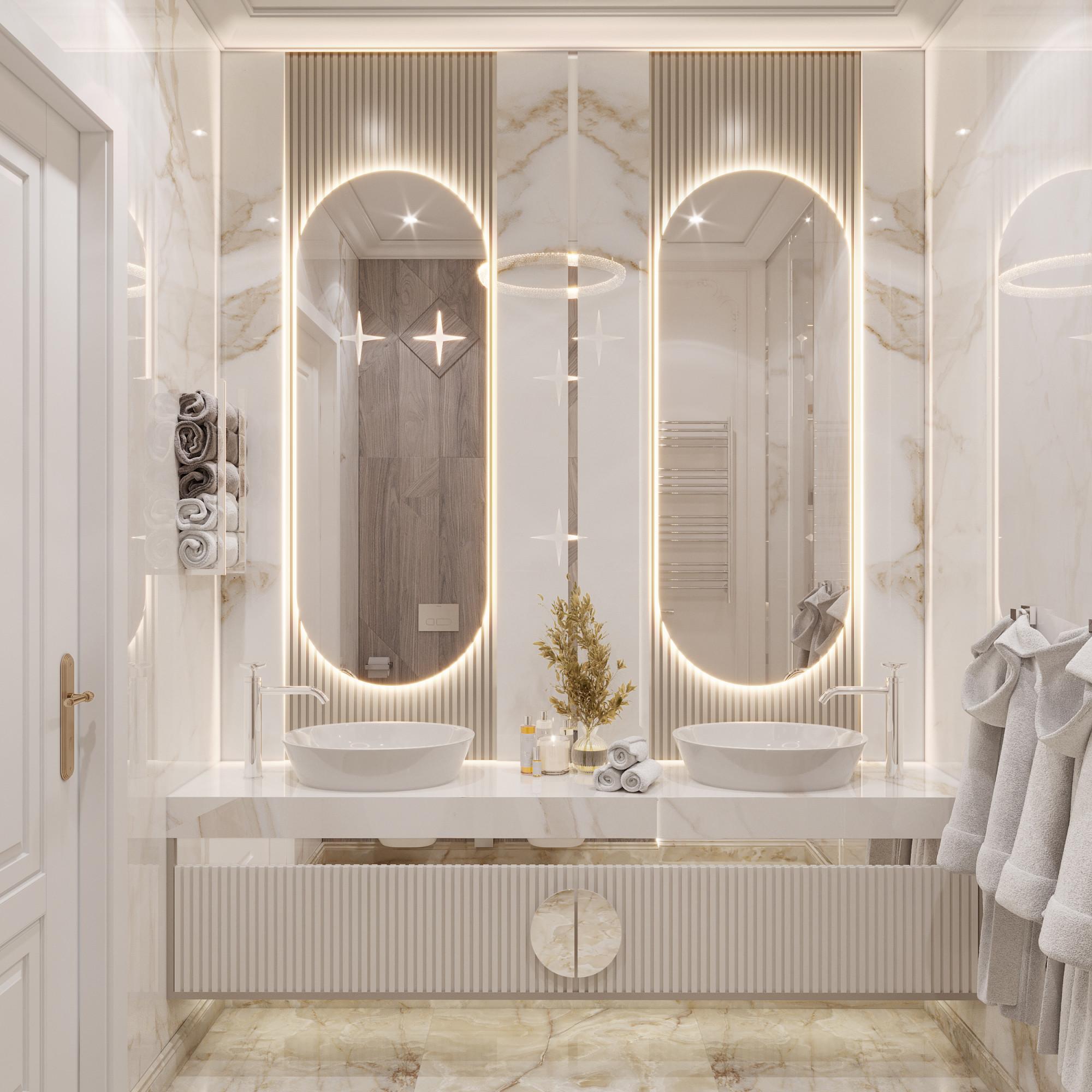 Nursery bathroom made in the style of Neoclassicism