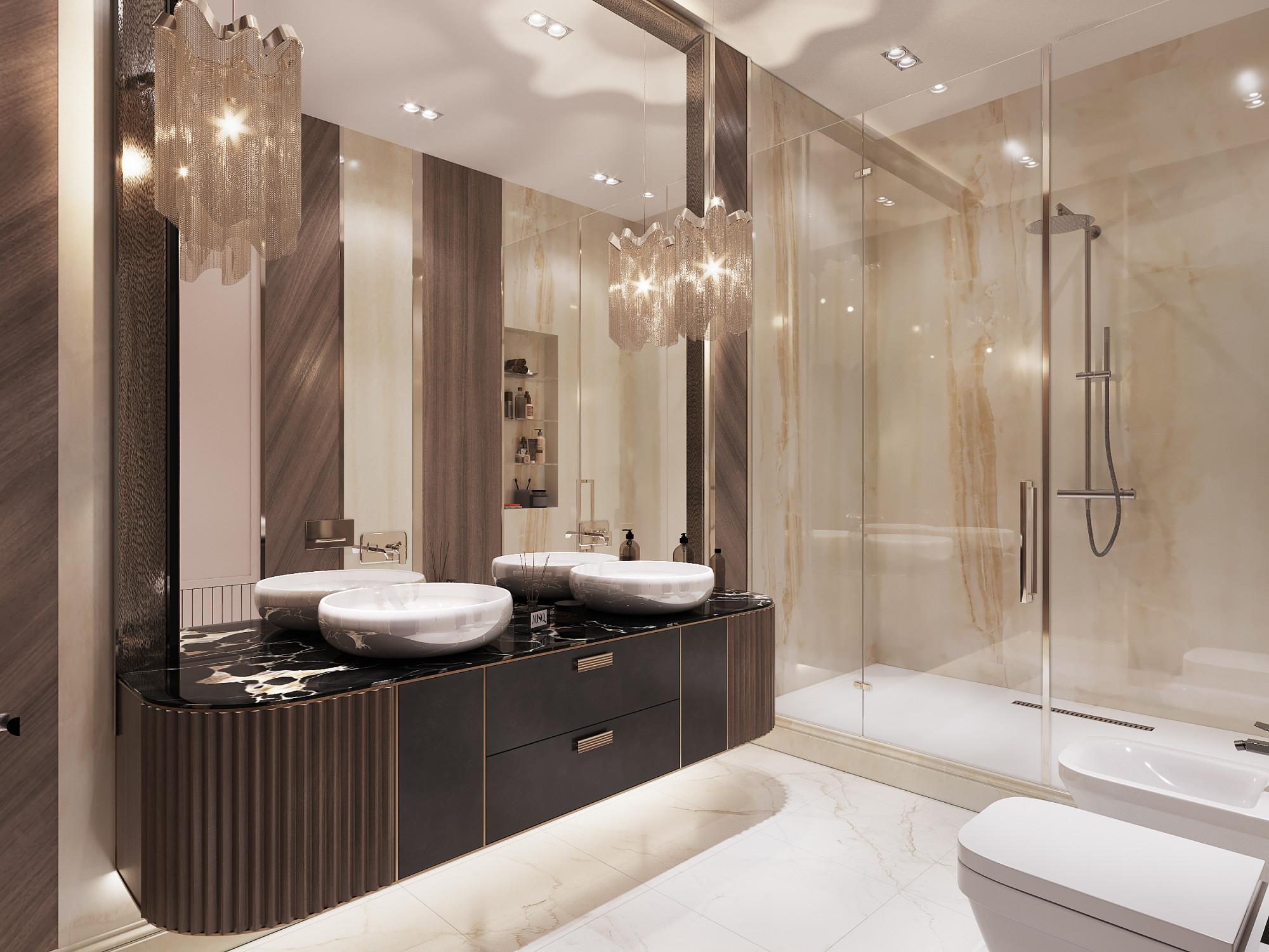 Bathroom in the master bedroom made in the style of Contemporary classics