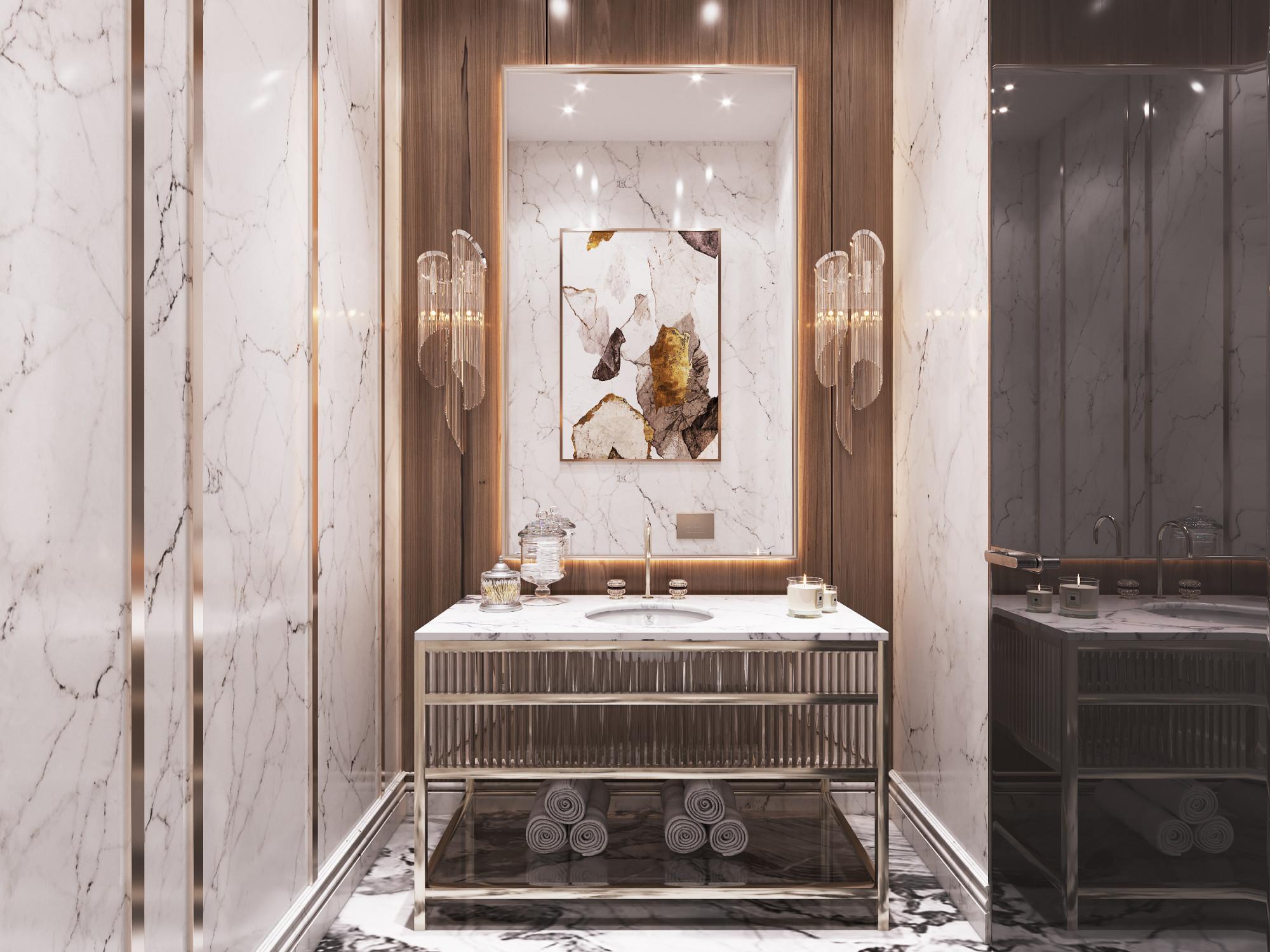 Guest bathroom  made in the style of Contemporary classics Minimalism