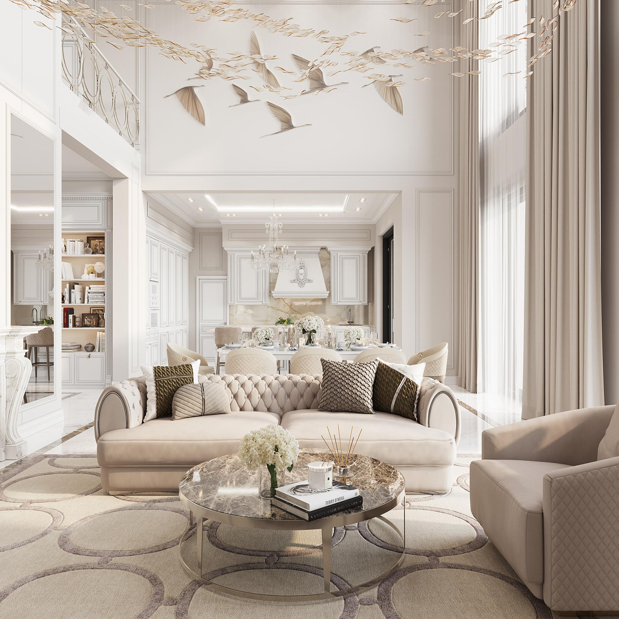 Kitchen and living room made in the style of Contemporary classics Minimalism