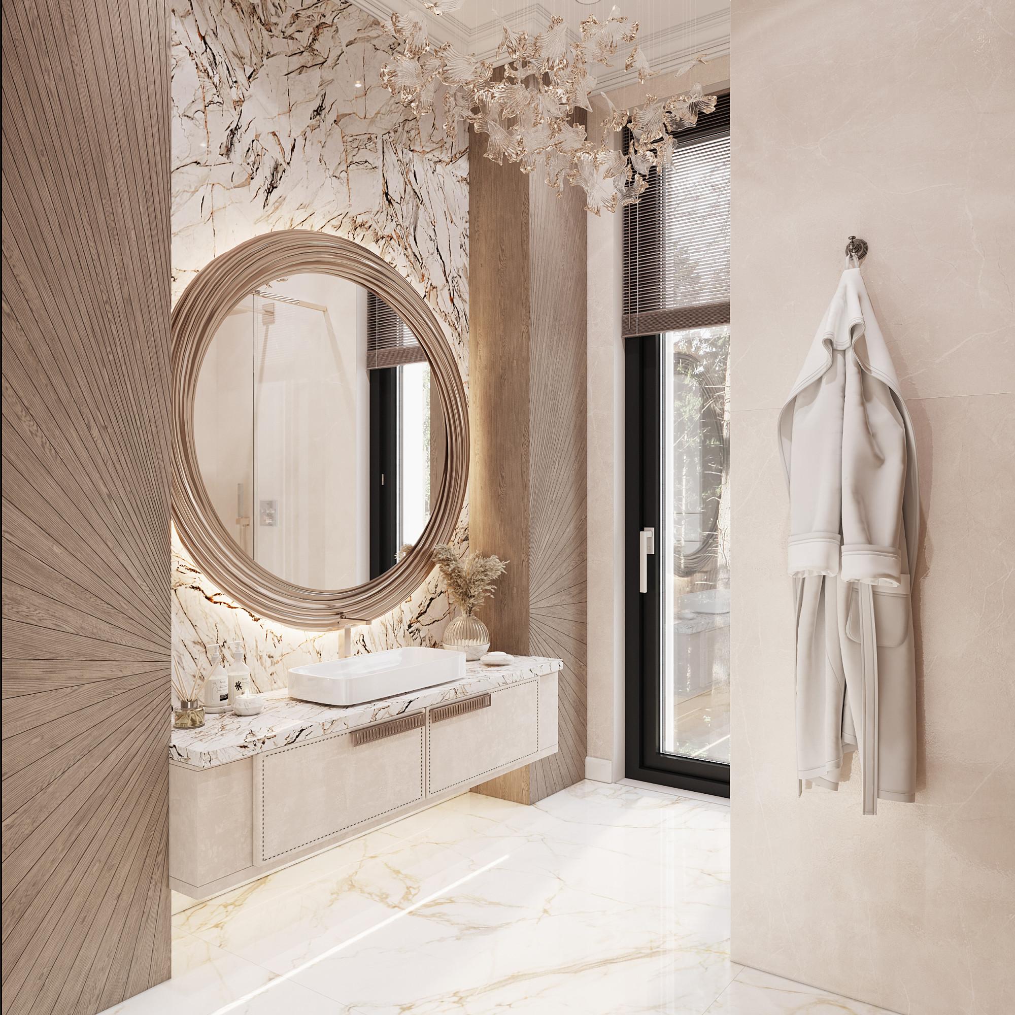 Bathroom on the 1 st floor made in the style of Neoclassicism