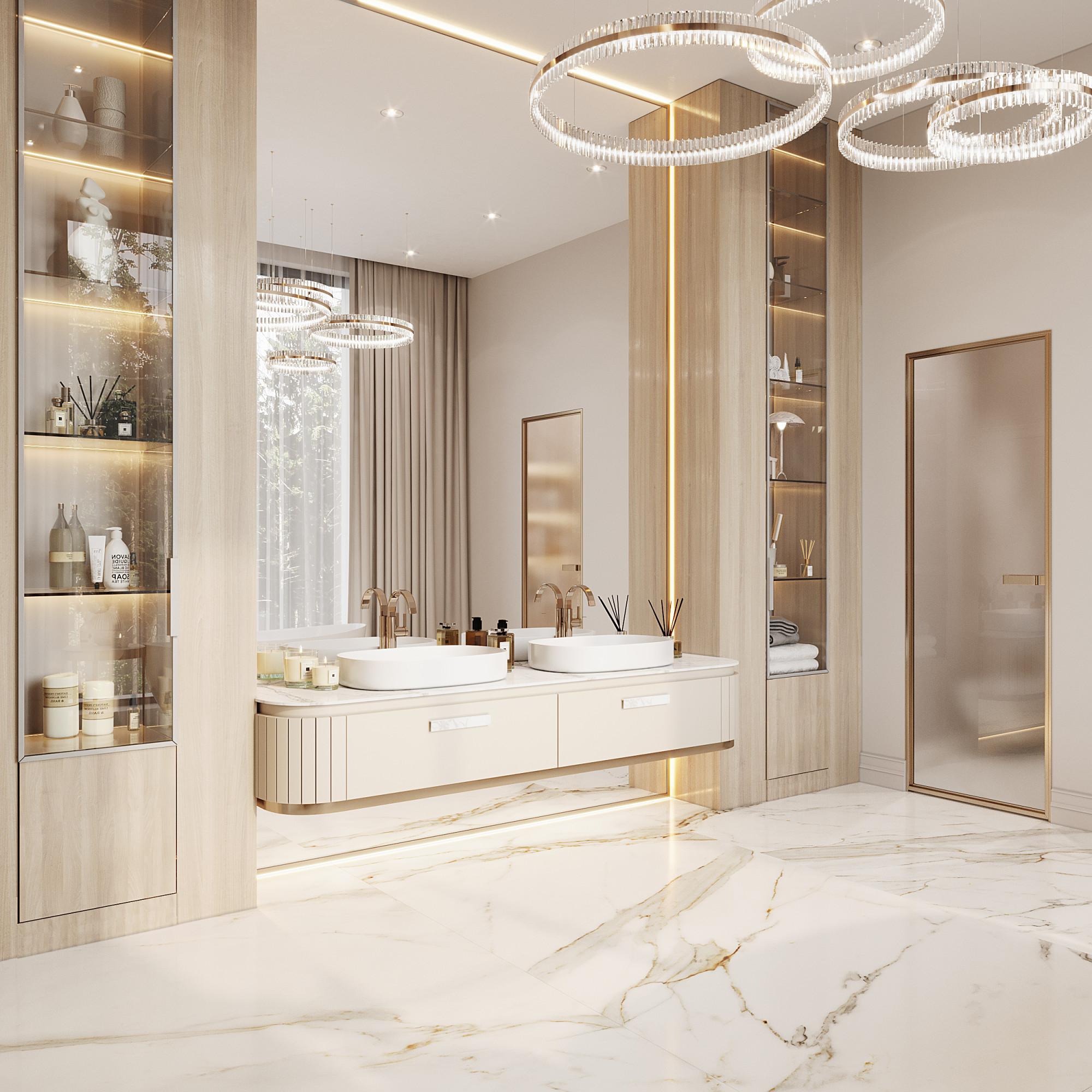 Bathroom in the master bedroom made in the style of Contemporary classics Minimalism