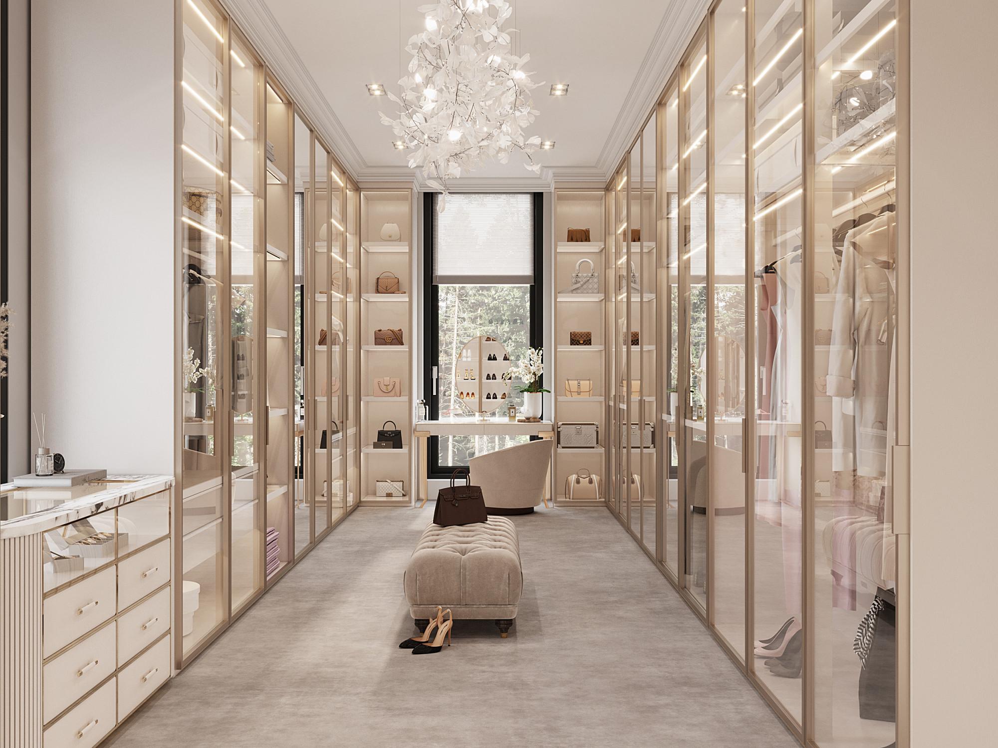 Dressing room in the master bedroom made in the style of Contemporary classics