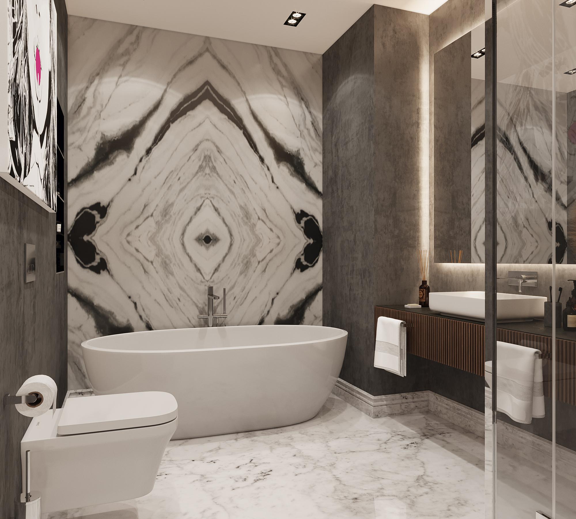 Bathroom in the master bedroom made in the style of Contemporary Minimalism