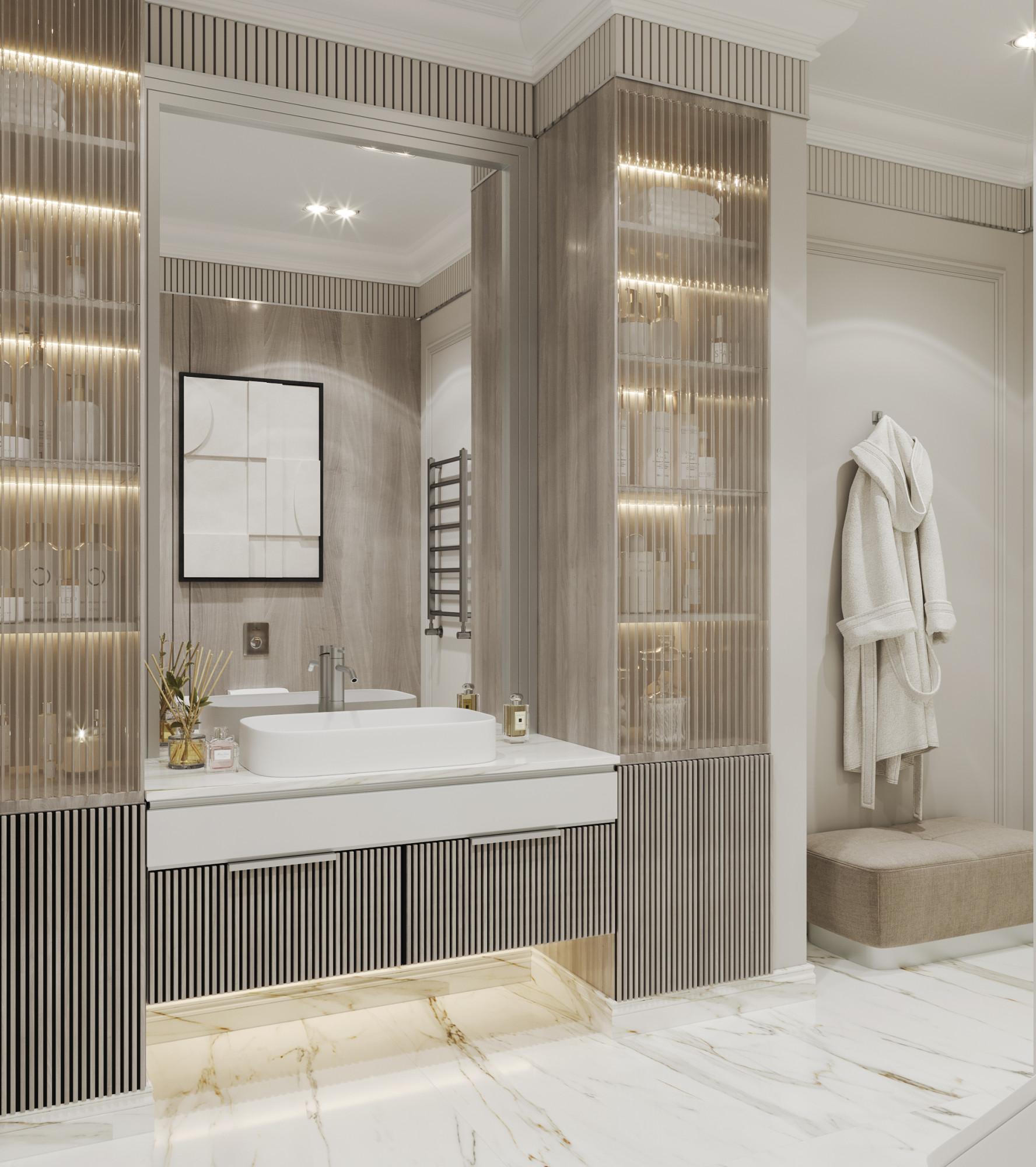 Bathroom in the master bedroom made in the style of Contemporary classics
