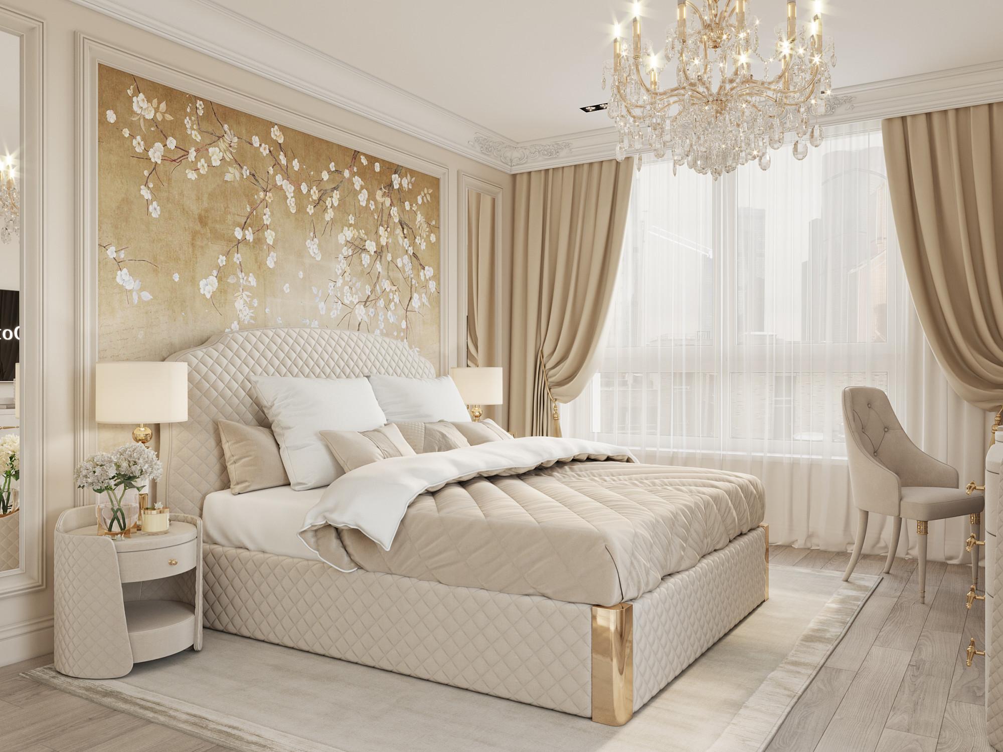 Master bedroom made in the style of Neoclassicism
