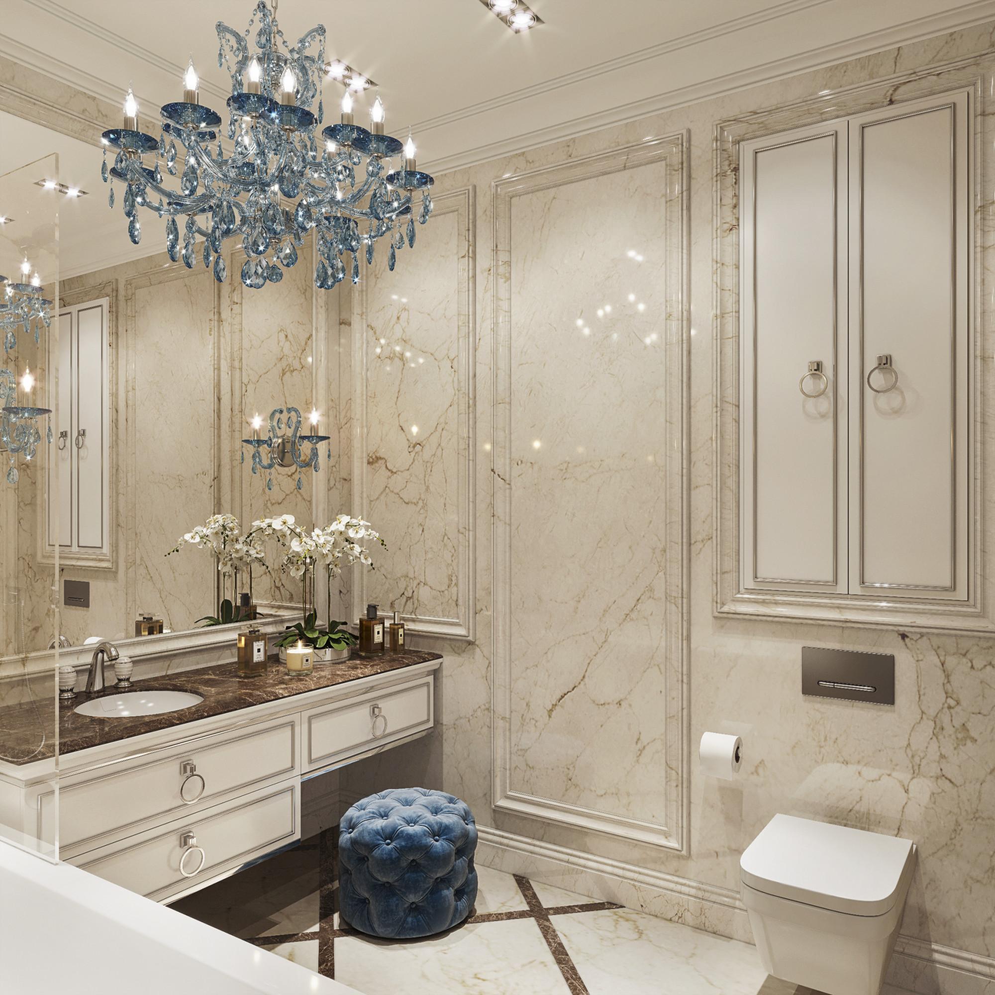Bathroom in the master bedroom made in the style of Neoclassicism