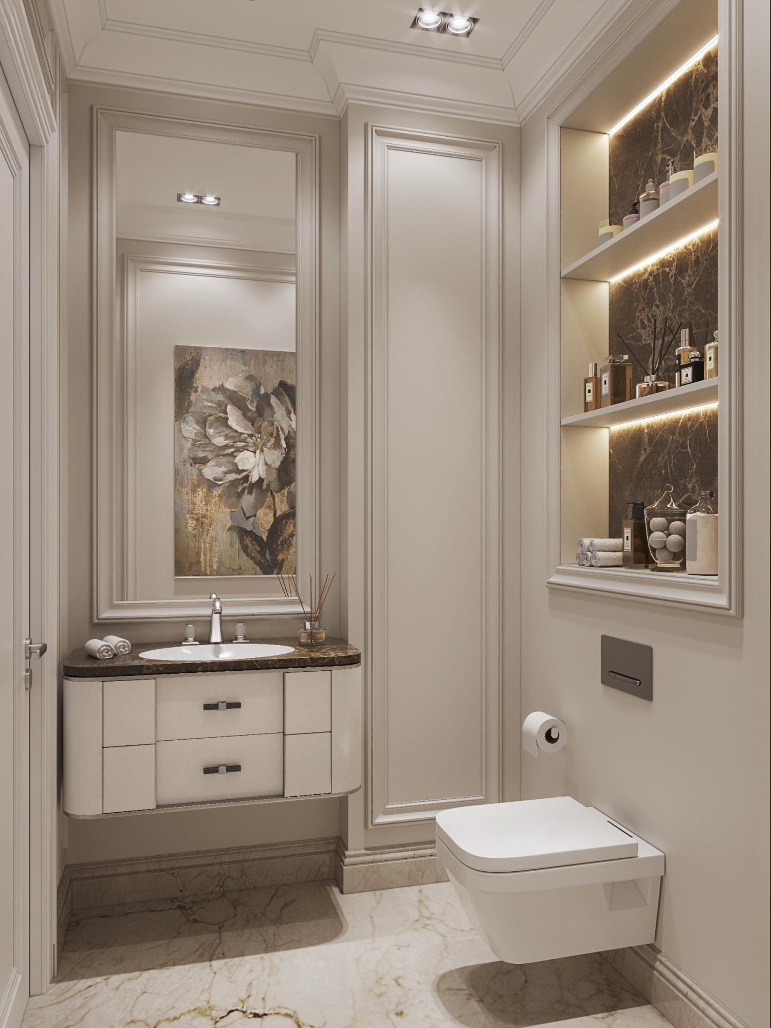 Guest bathroom  made in the style of Neoclassicism