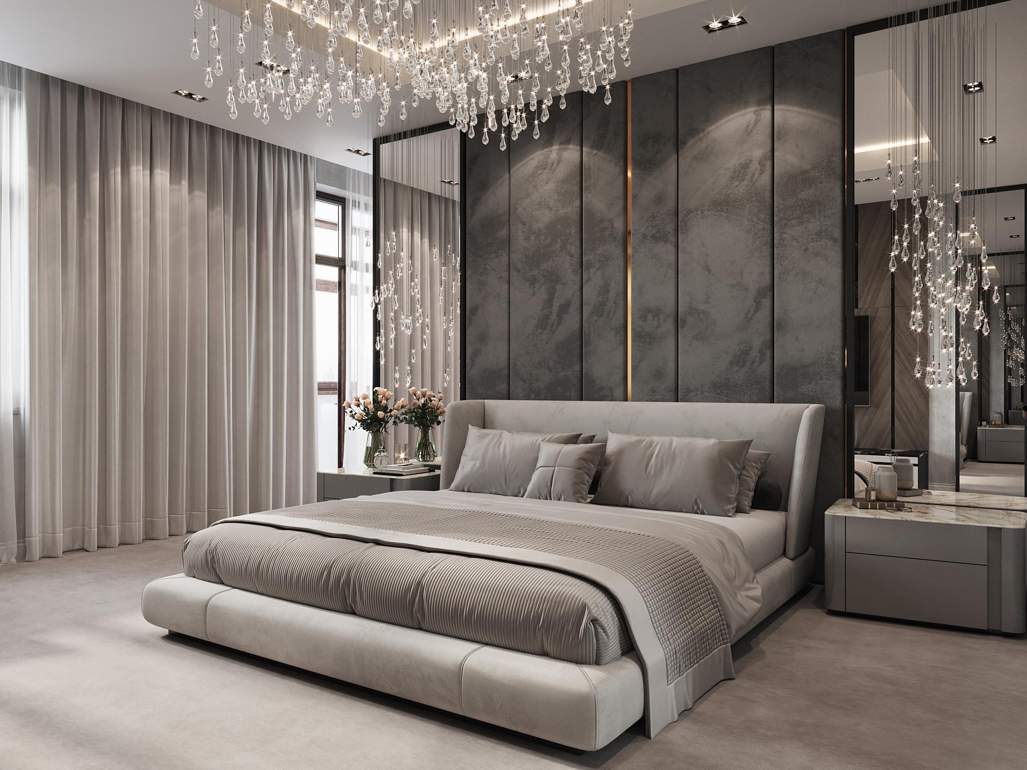 Master bedroom made in the style of Contemporary Neoclassicism
