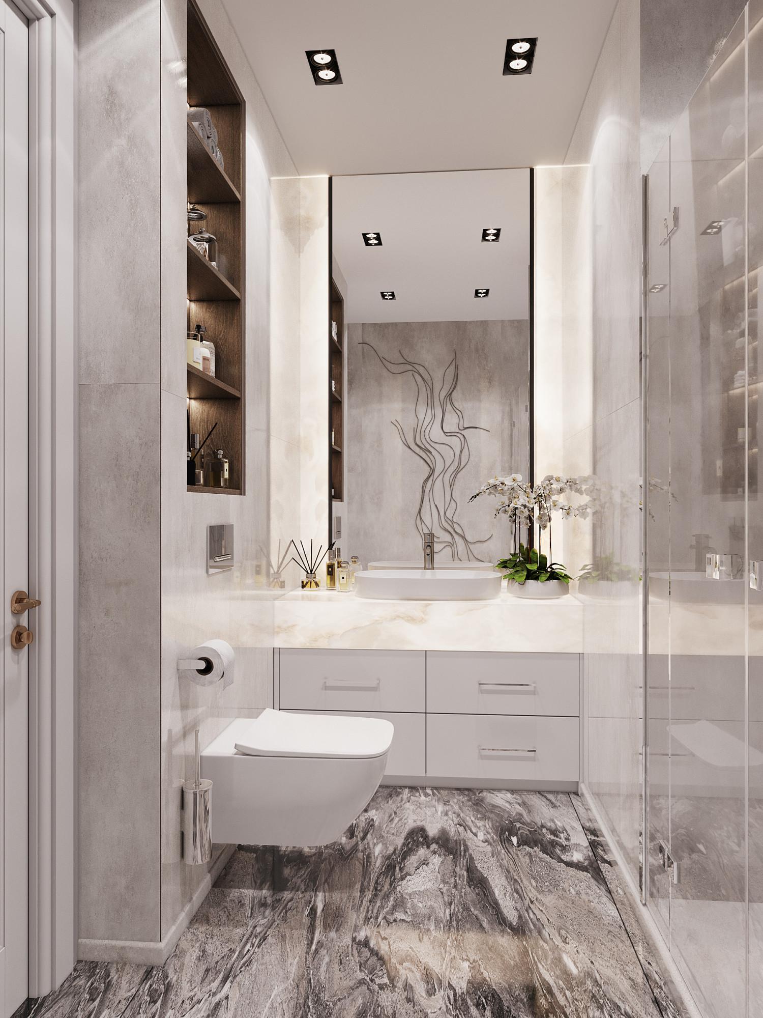 Bathroom in the master bedroom made in the style of Contemporary Minimalism