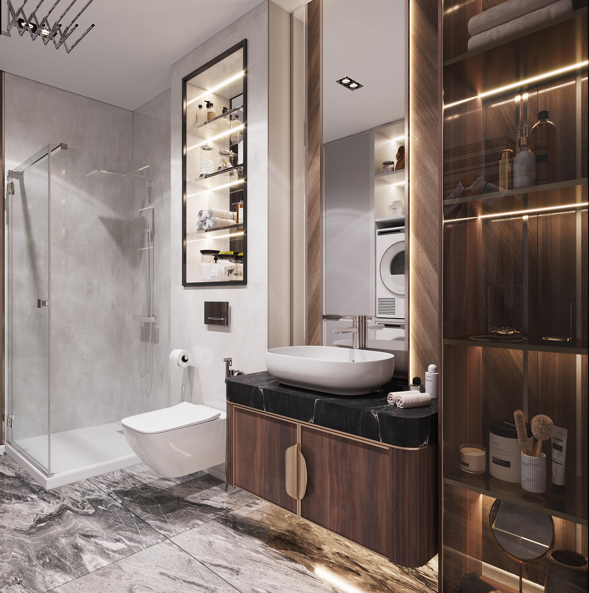 Guest bathroom  made in the style of Neoclassicism Contemporary Minimalism