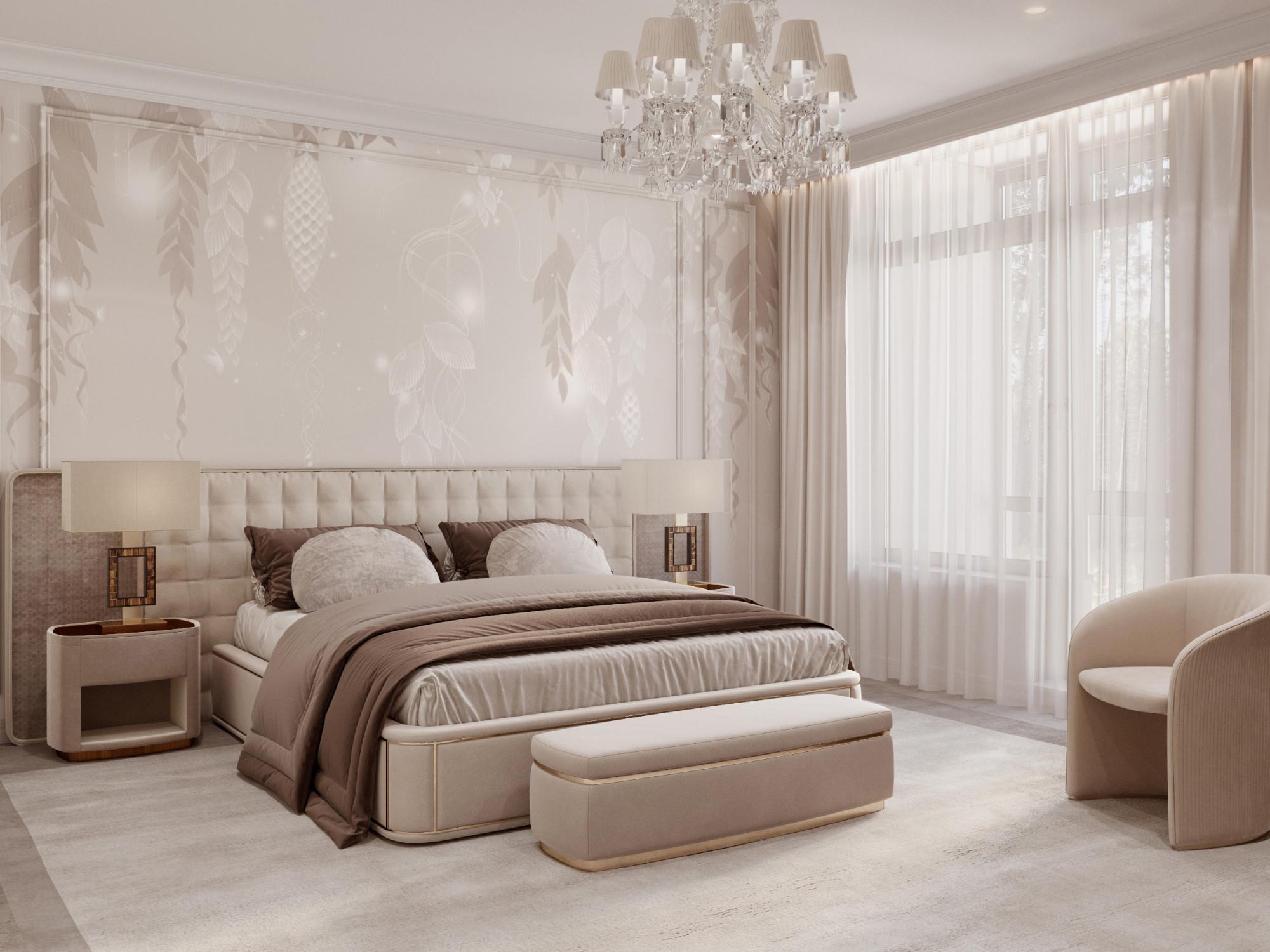 Master bedroom made in the style of Neoclassicism