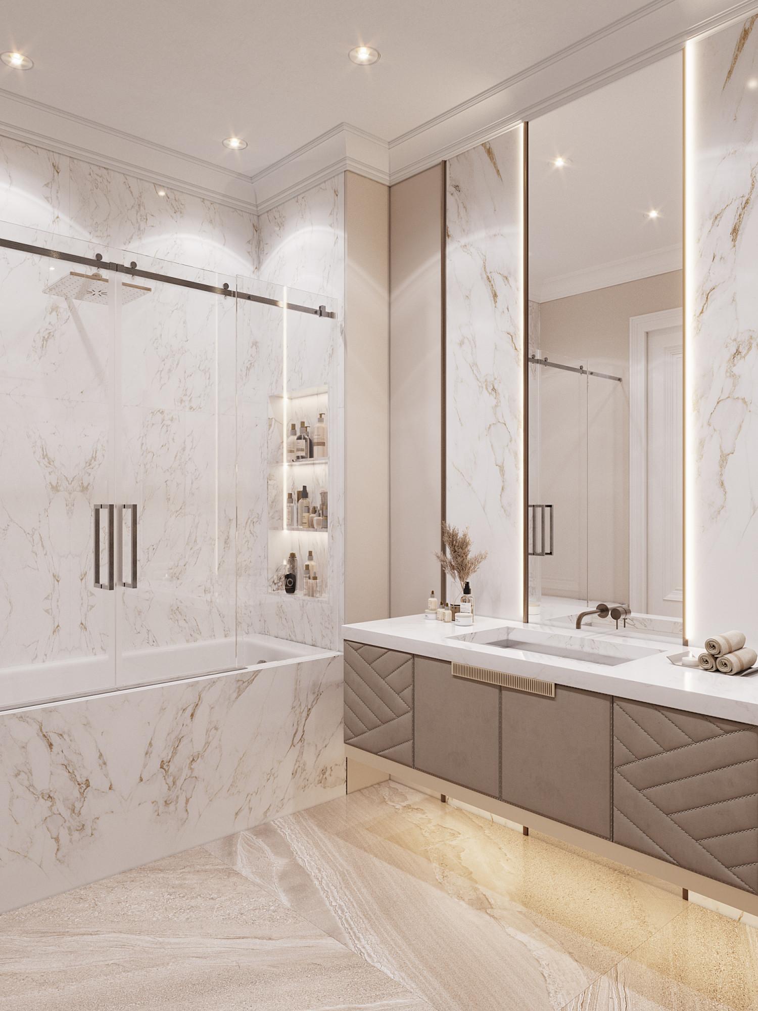 Bathroom made in the style of Neoclassicism