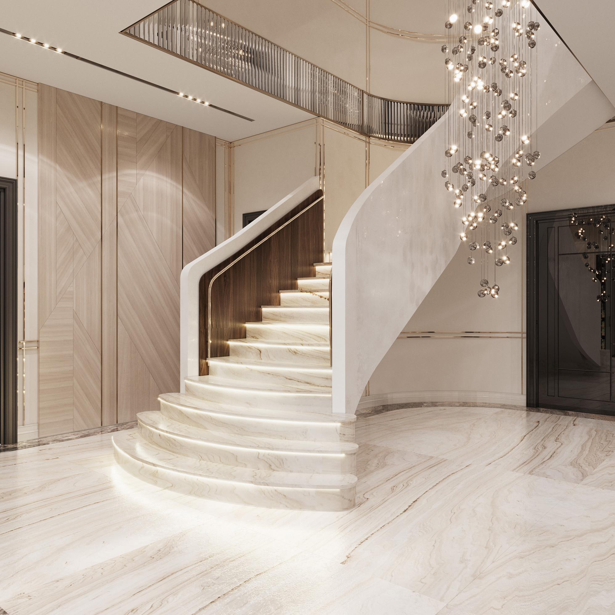 Staircase hall 1st floor made in the style of Neoclassicism