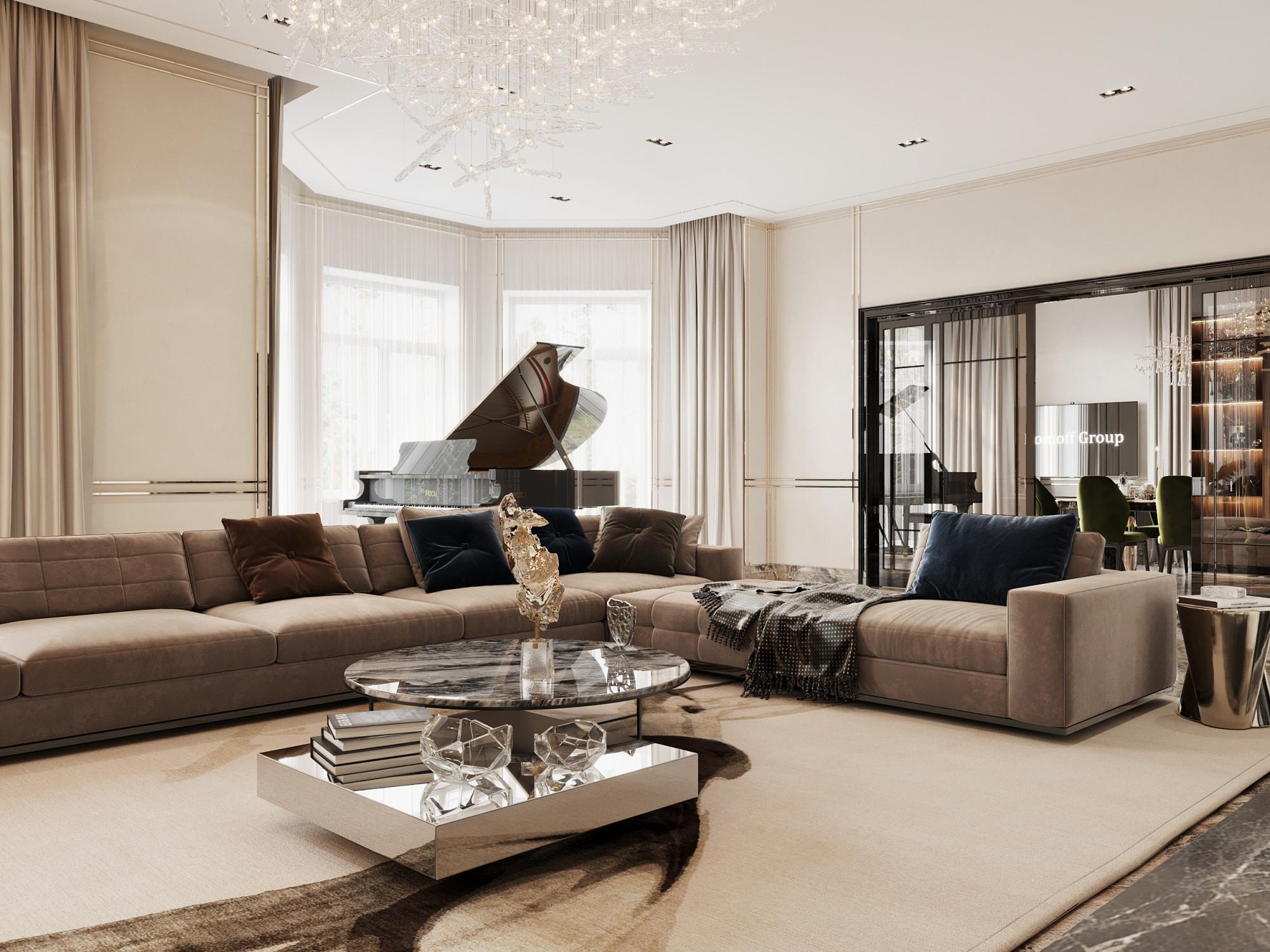 Living room made in the style of Neoclassicism