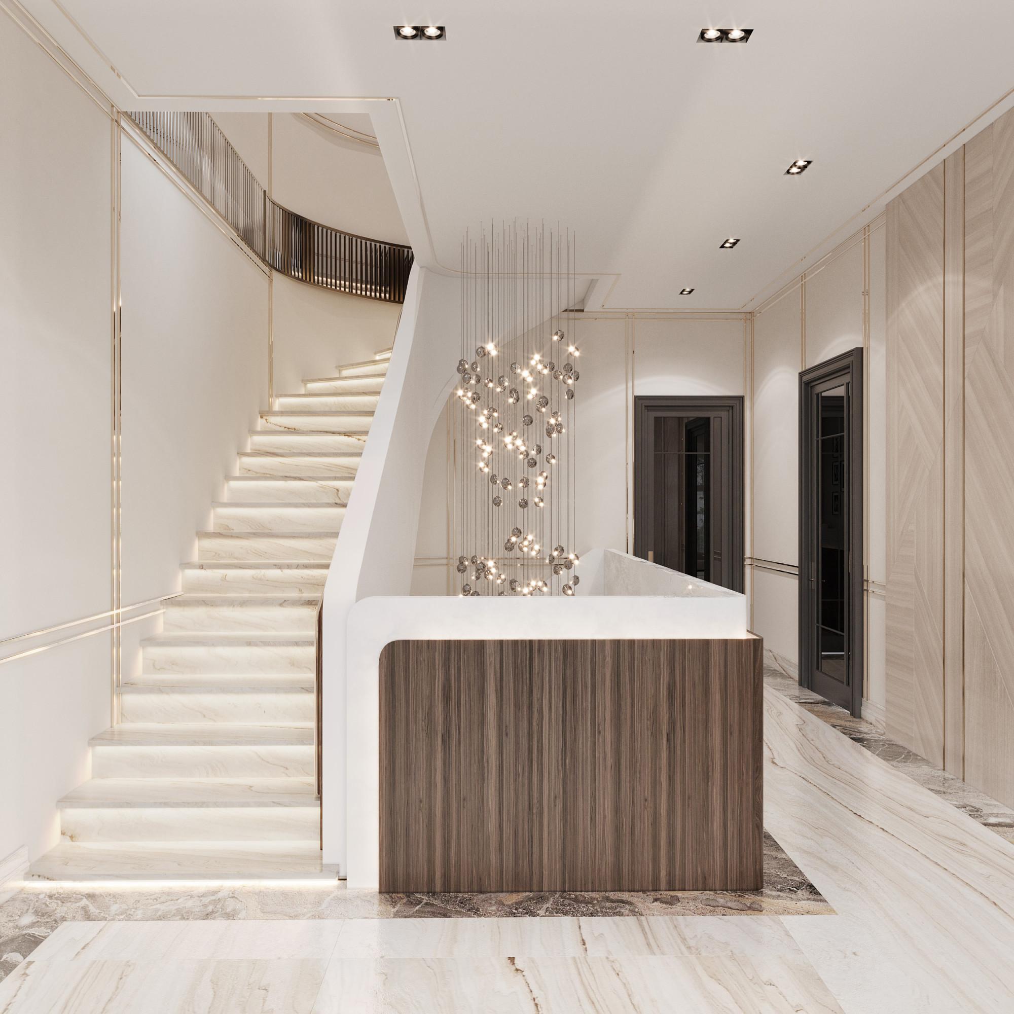 Staircase hall 2nd floor made in the style of Neoclassicism