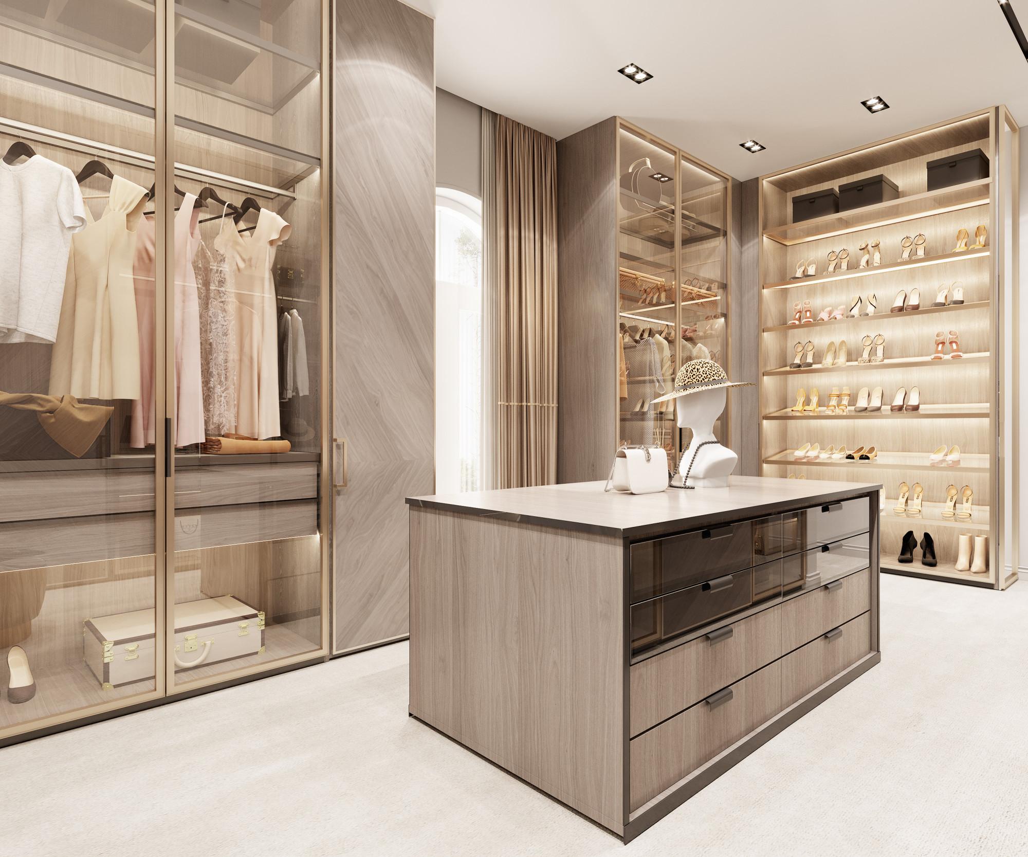 Women's dressing room in the master bedroom made in the style of Contemporary classics