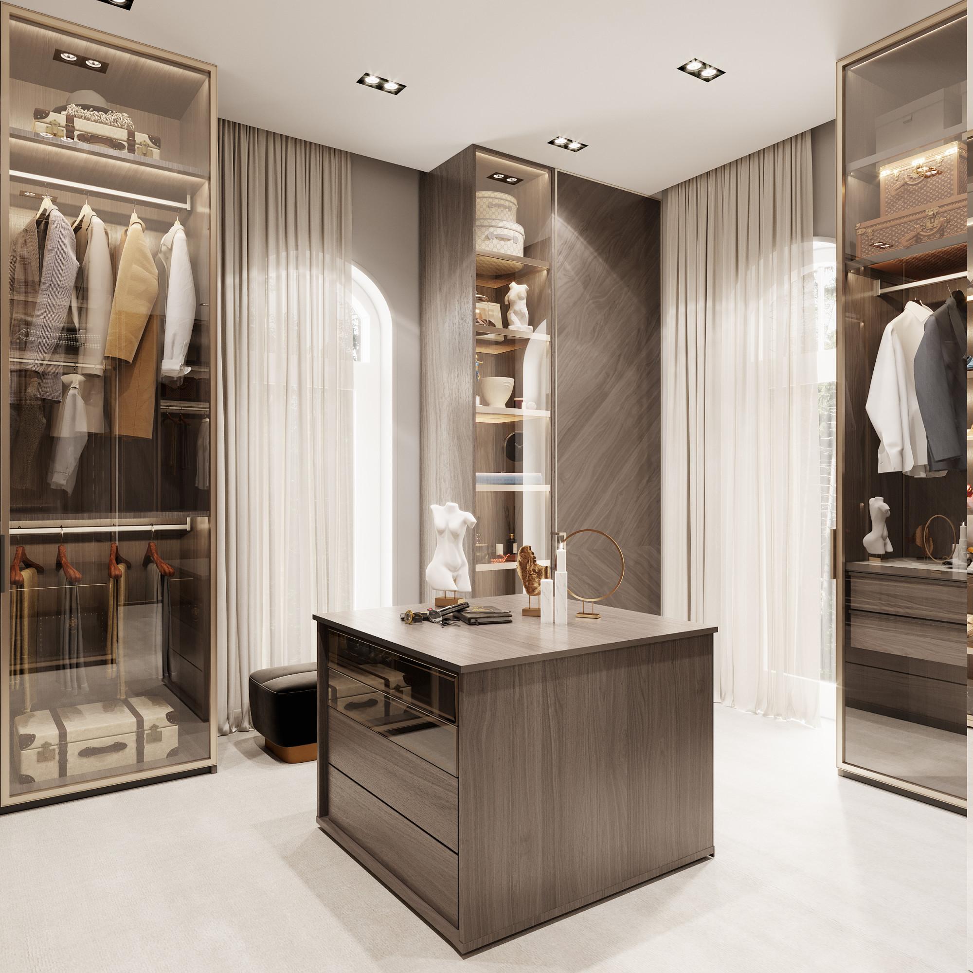 Men's dressing room in the master bedroom made in the style of Contemporary