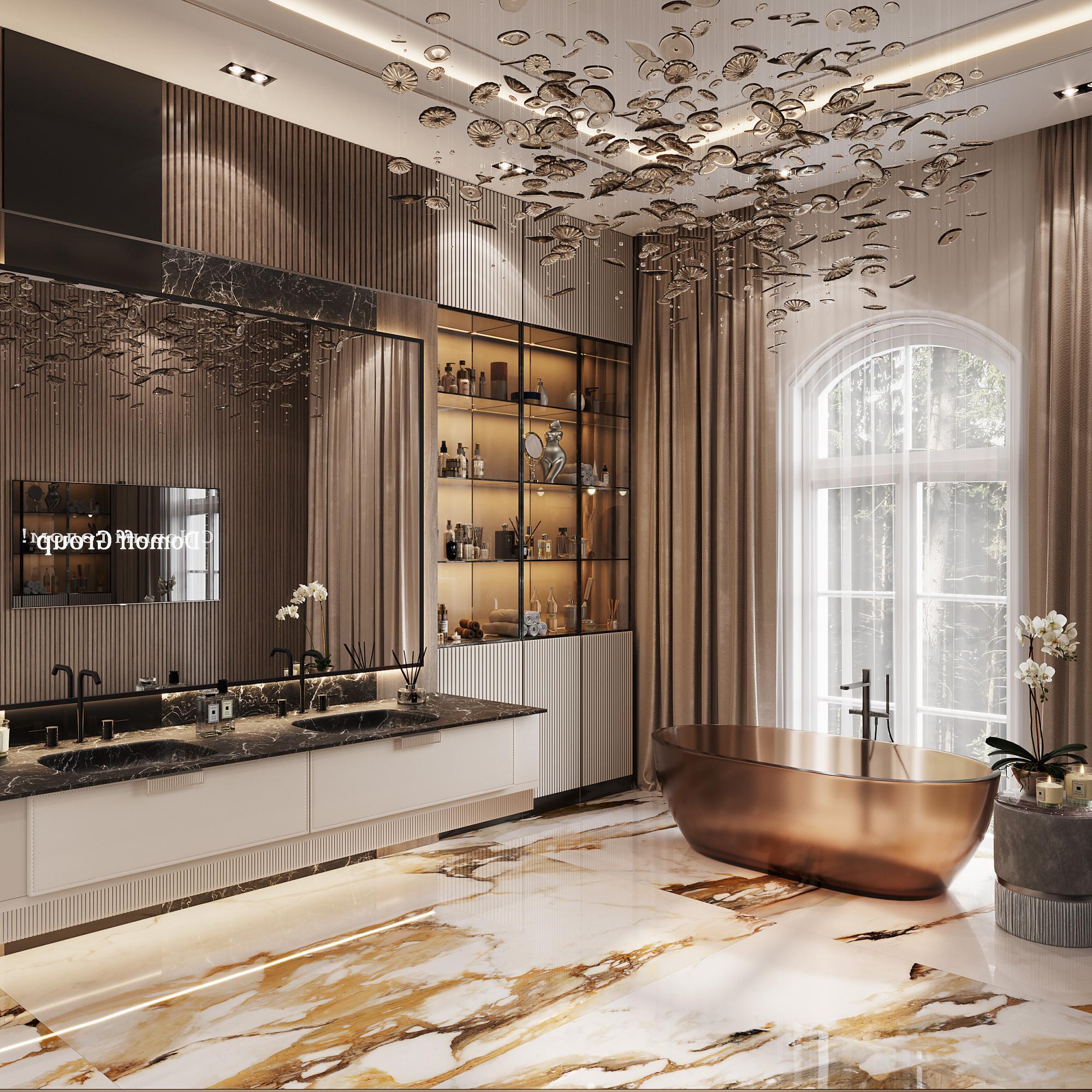 Bathroom in the master bedroom made in the style of Contemporary classics Art deco