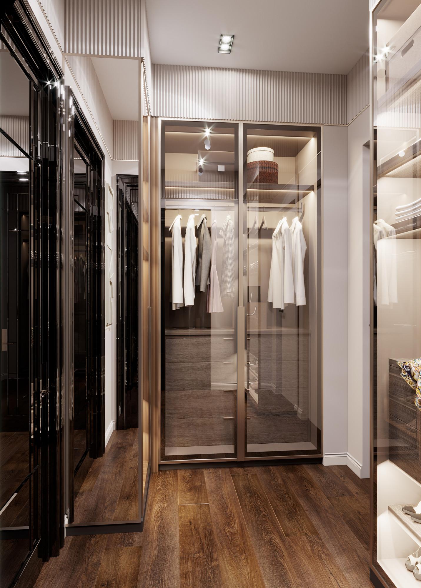 Dressing room in the guest room №1 made in the style of Contemporary