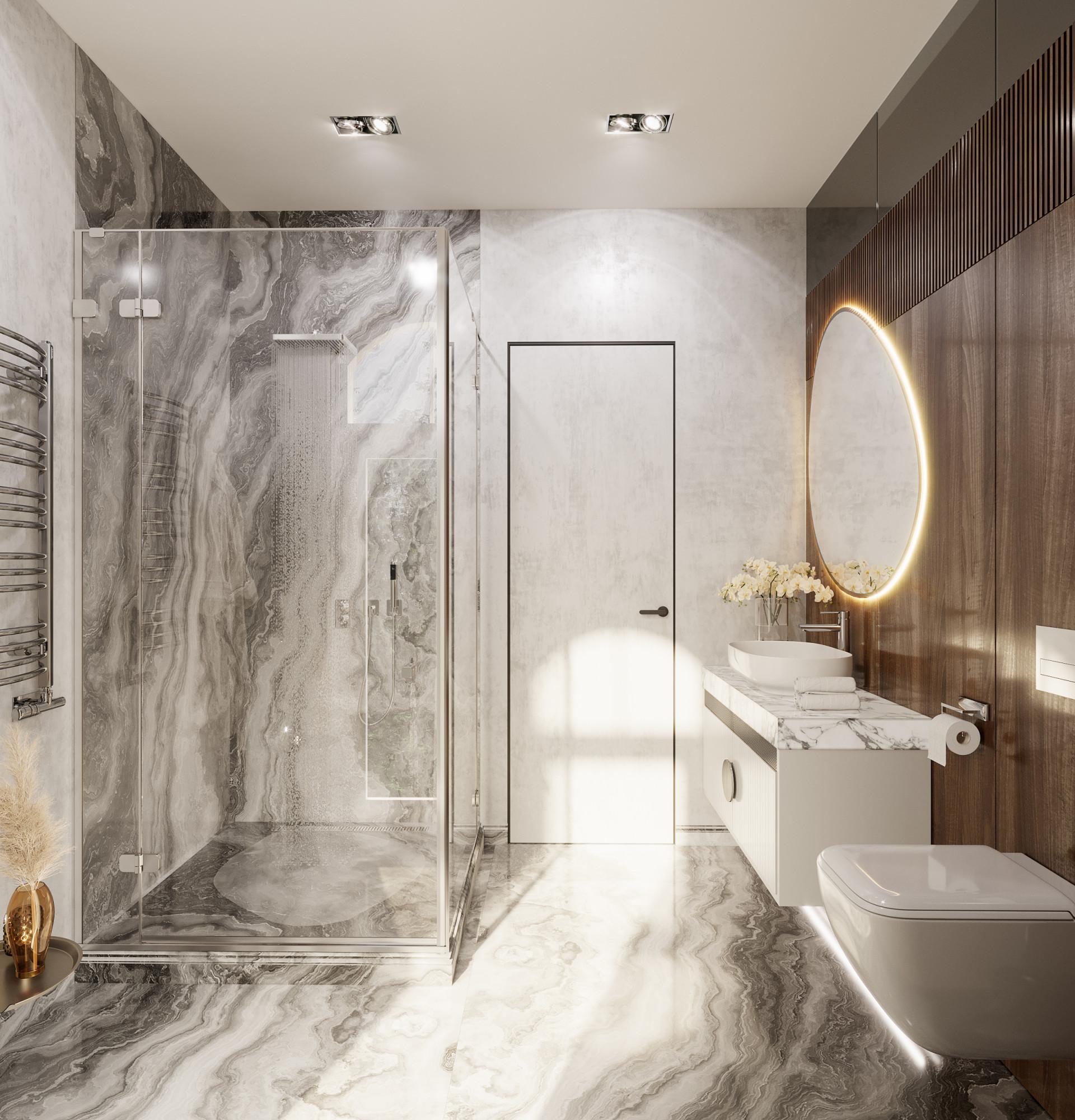 Bathroom in the guest bedroom №1 made in the style of Contemporary Minimalism