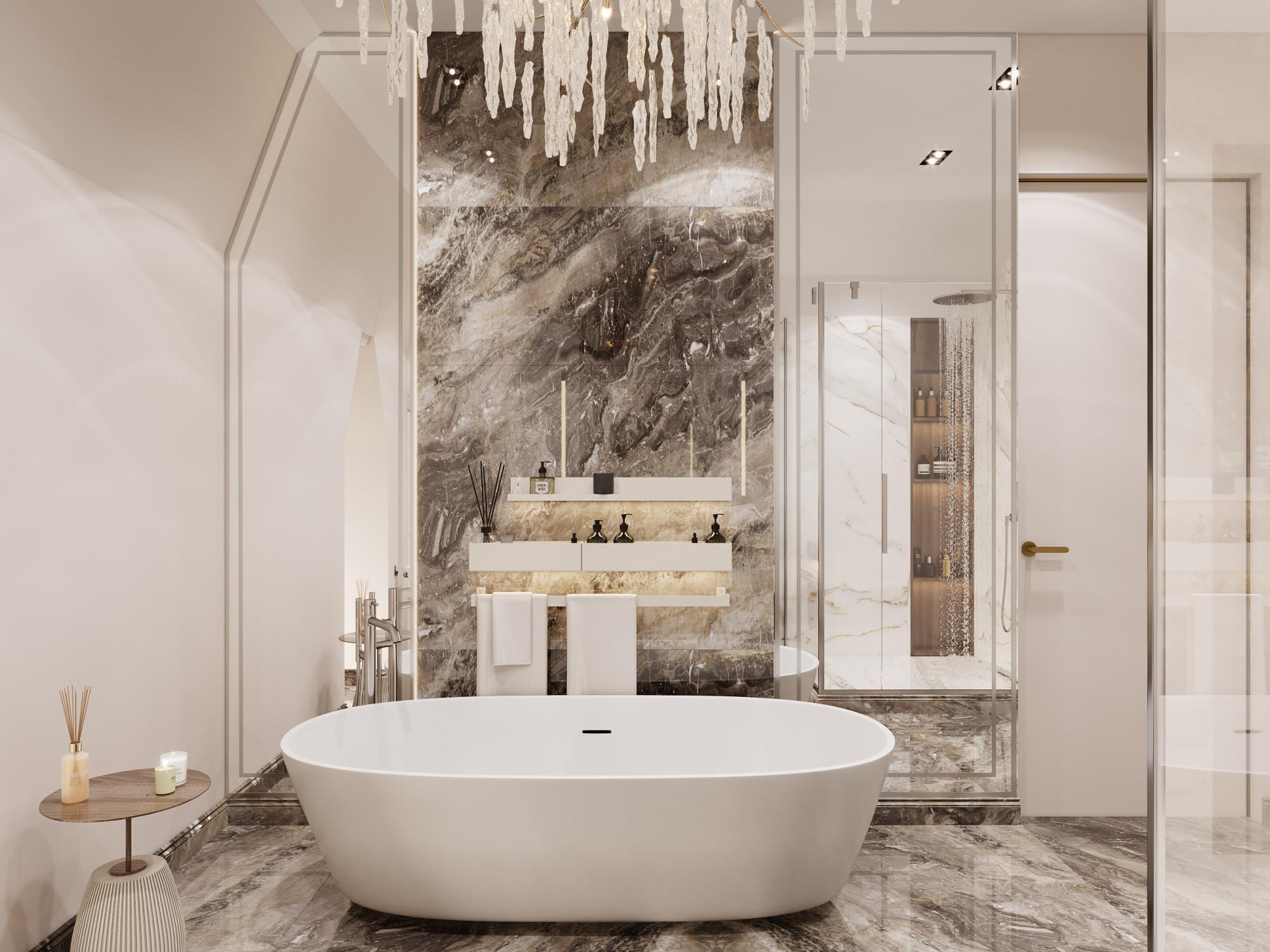 Bathroom in the guest room №2 made in the style of Contemporary classics