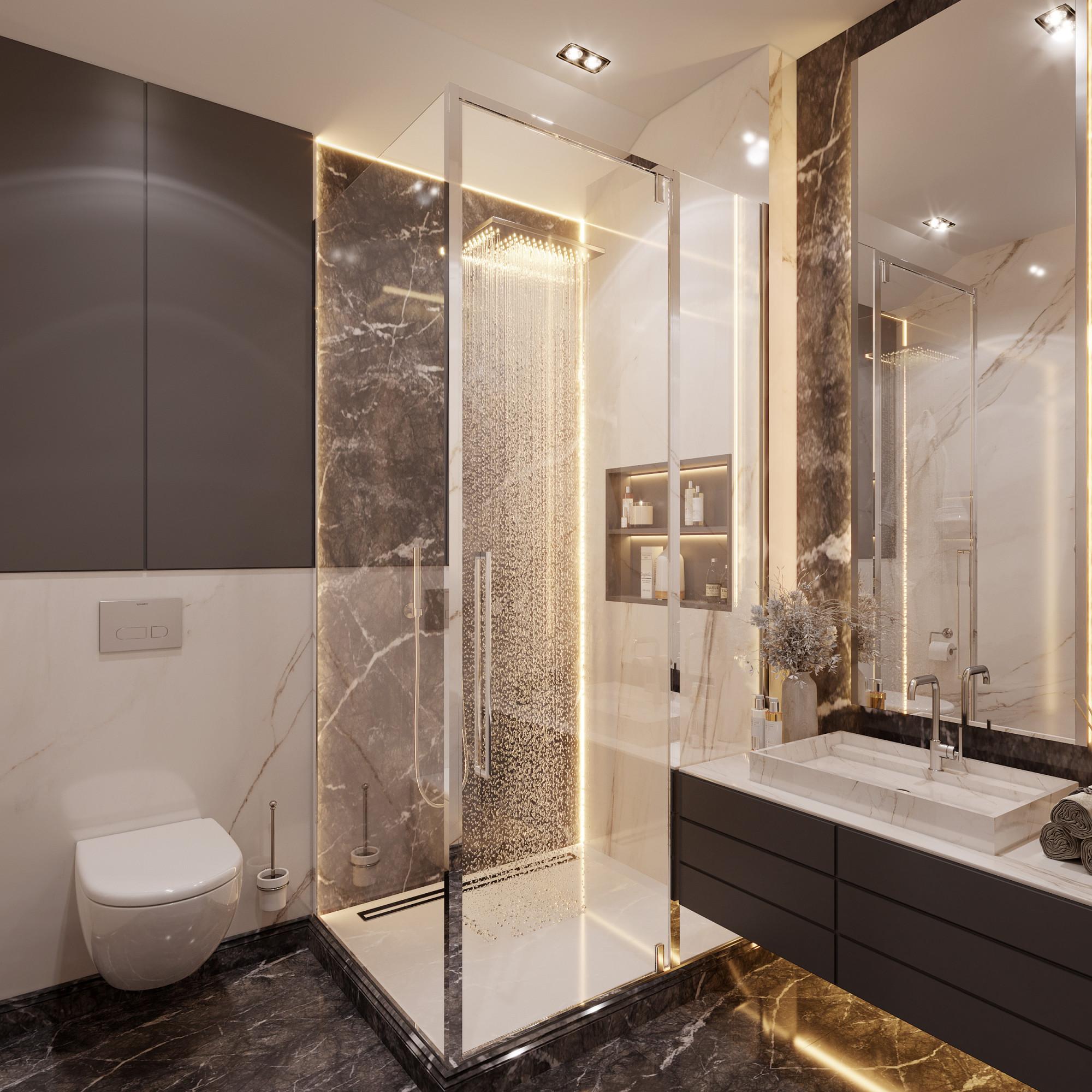 Bathroom in the guest room №3 made in the style of Contemporary Minimalism