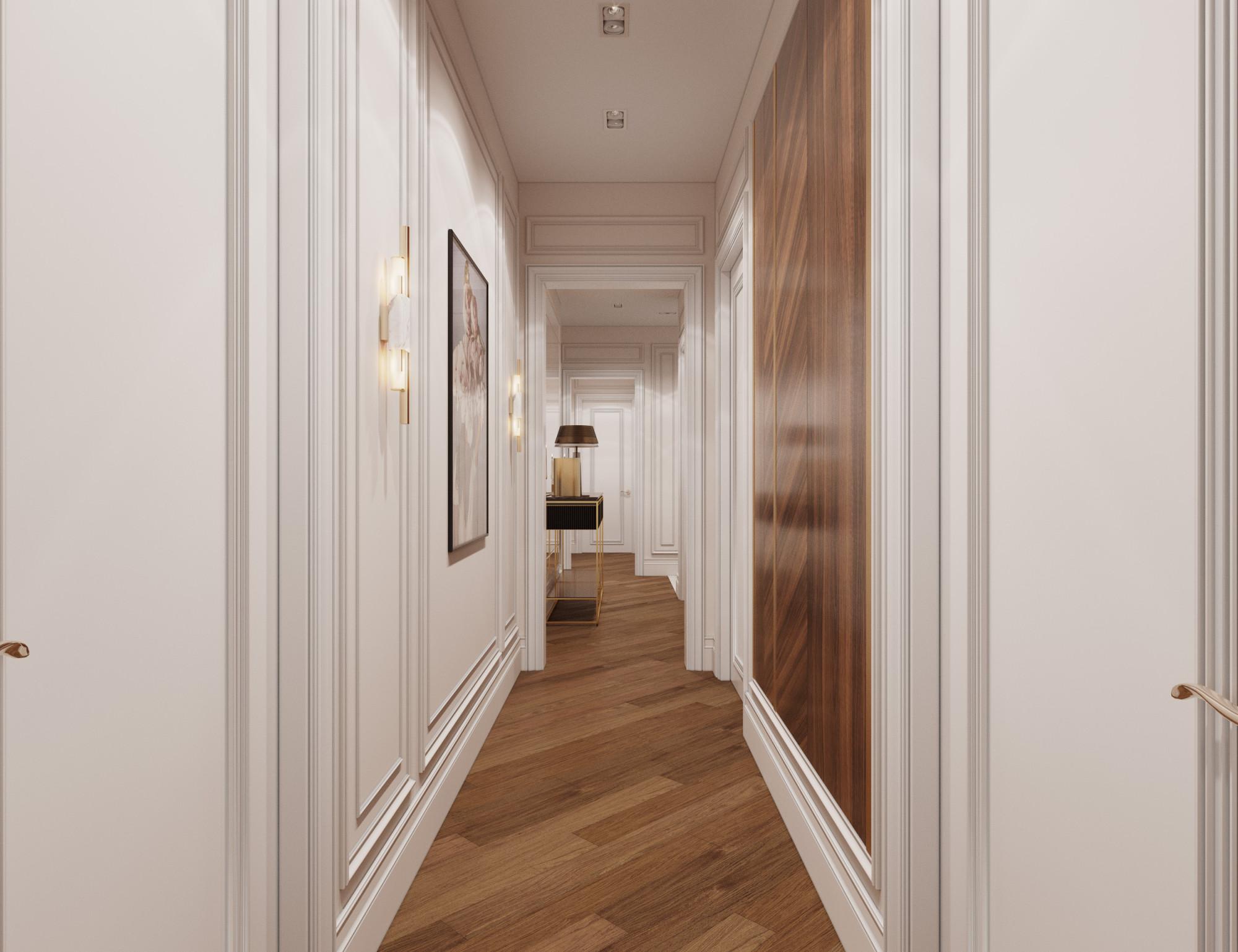 Hall to the master bedroom made in the style of Neoclassicism Contemporary