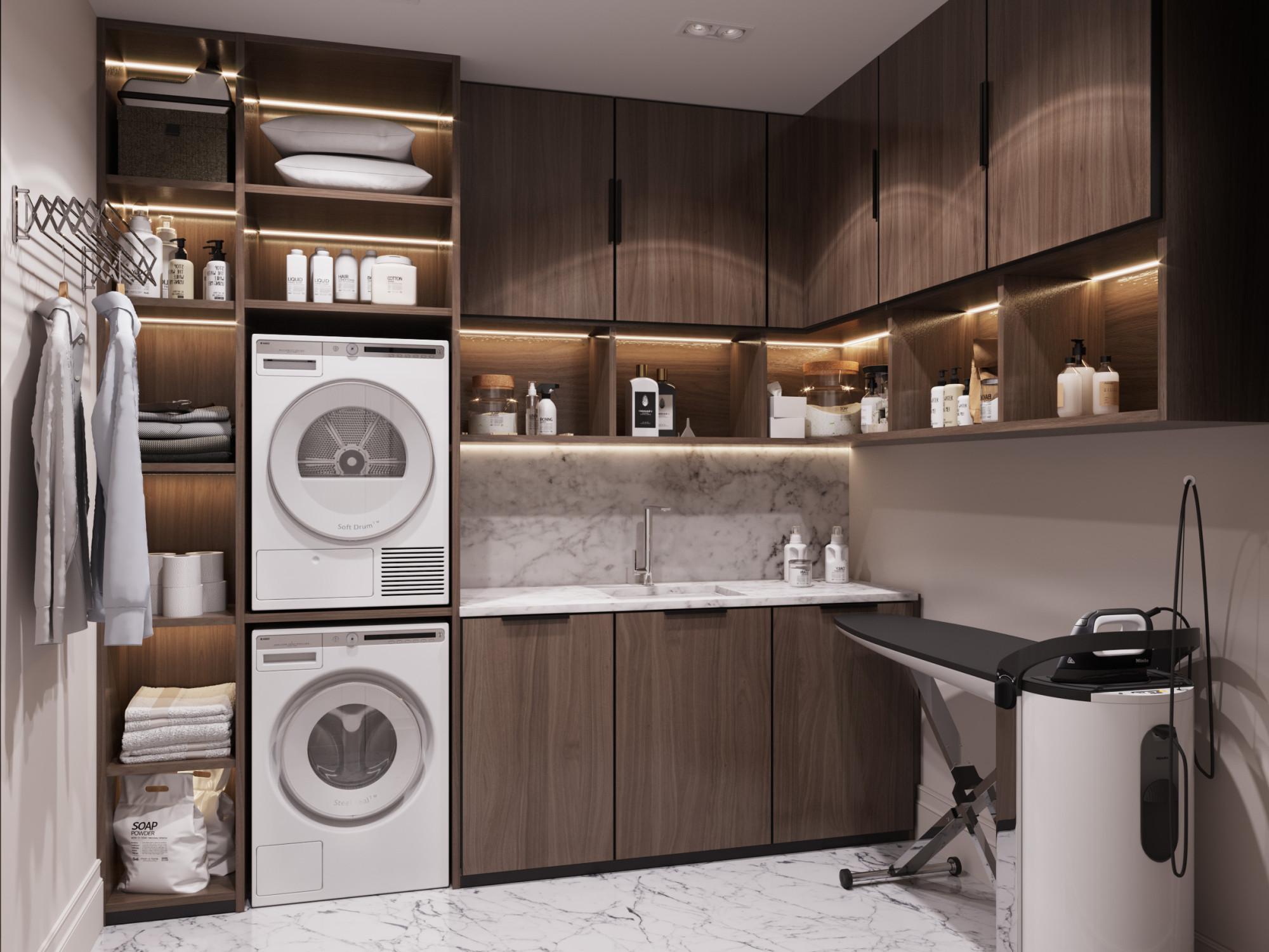 Laundry room made in the style of Neoclassicism Contemporary