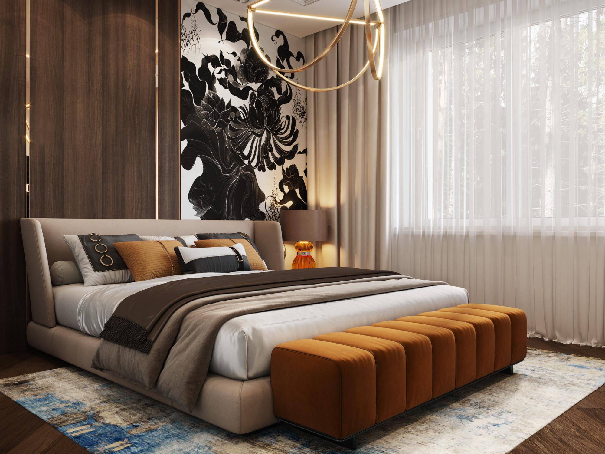 Guest bedroom made in the style of Neoclassicism Contemporary