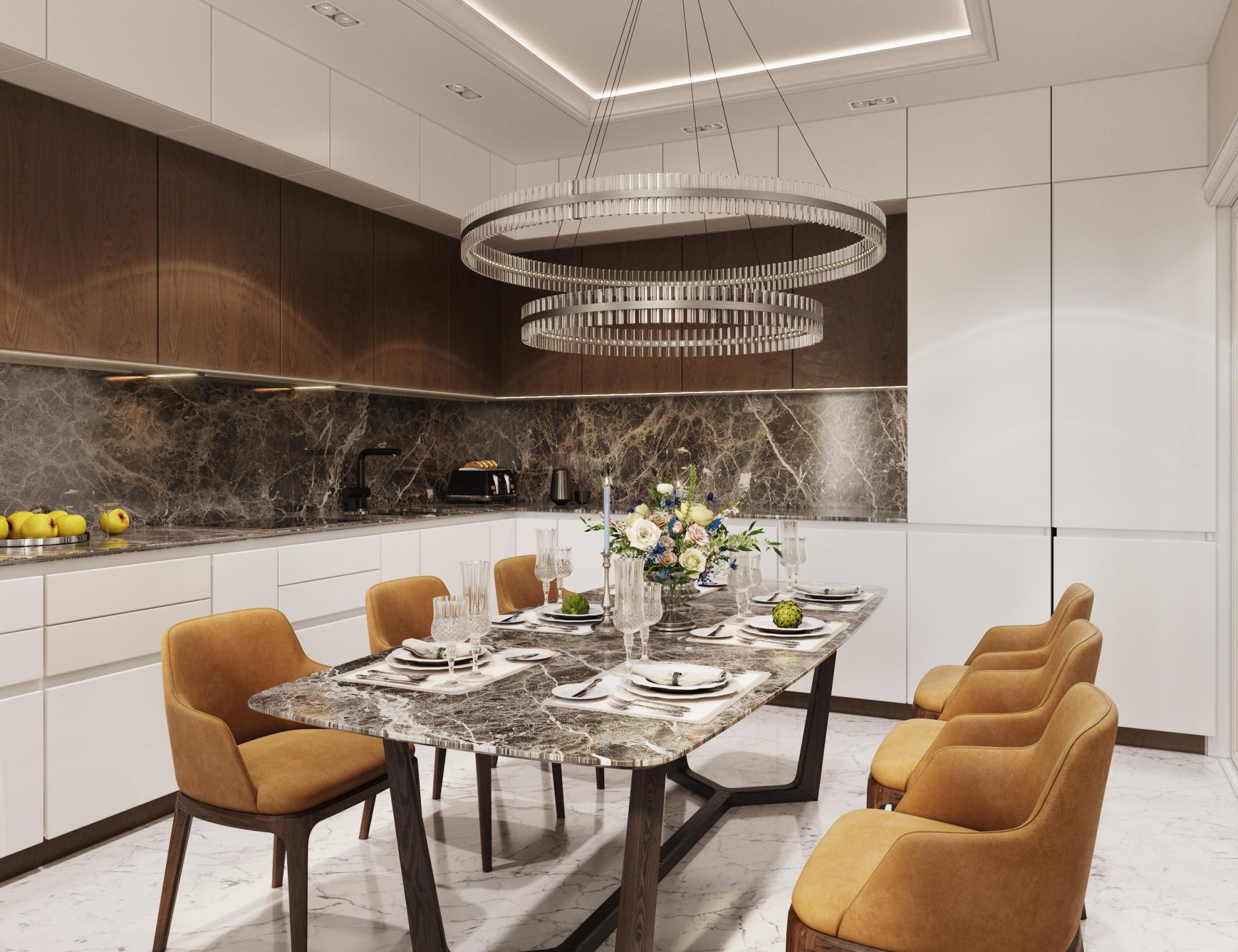 Kitchen made in the style of Neoclassicism Contemporary