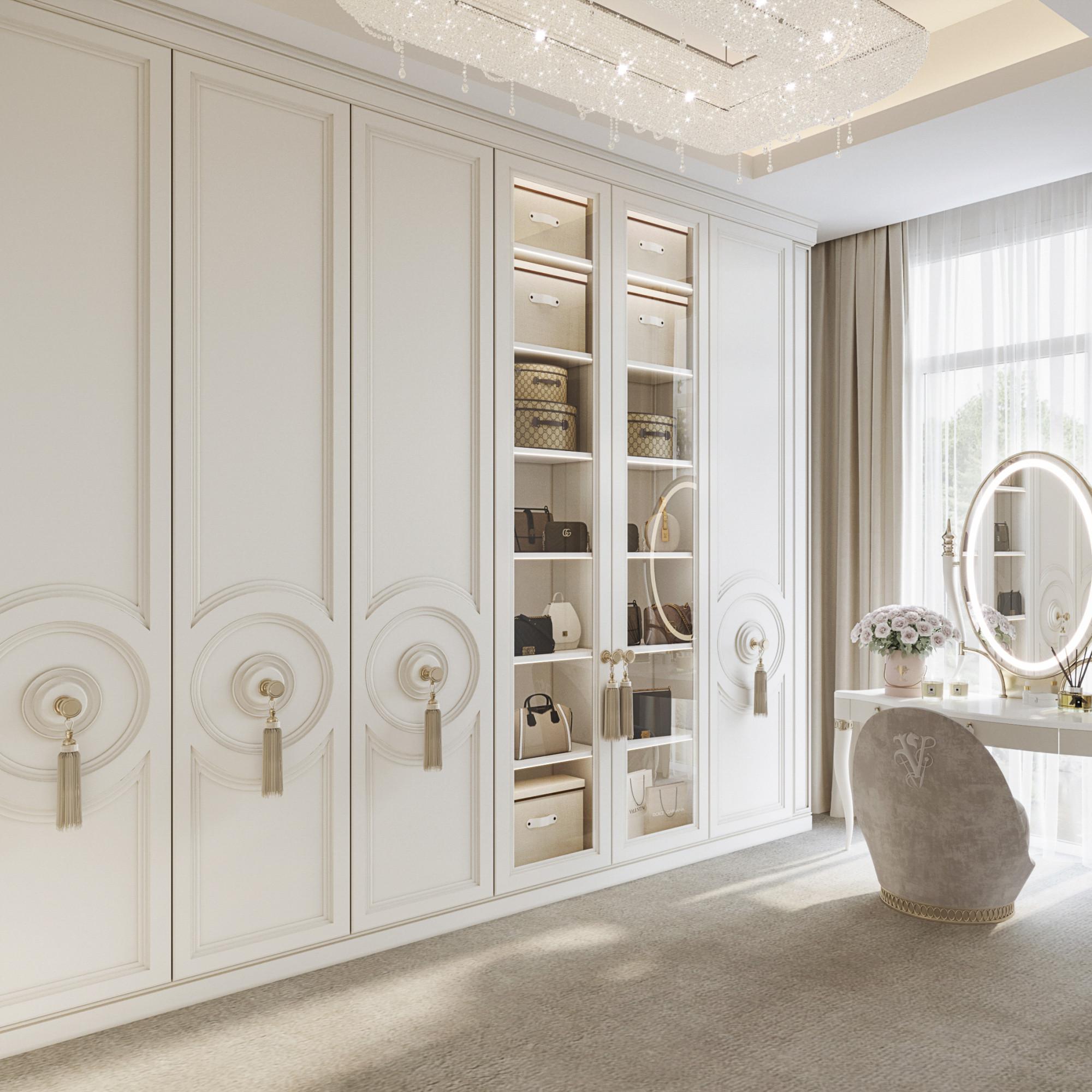 Dressing room № 1 in the master bedroom made in the style of Contemporary classics