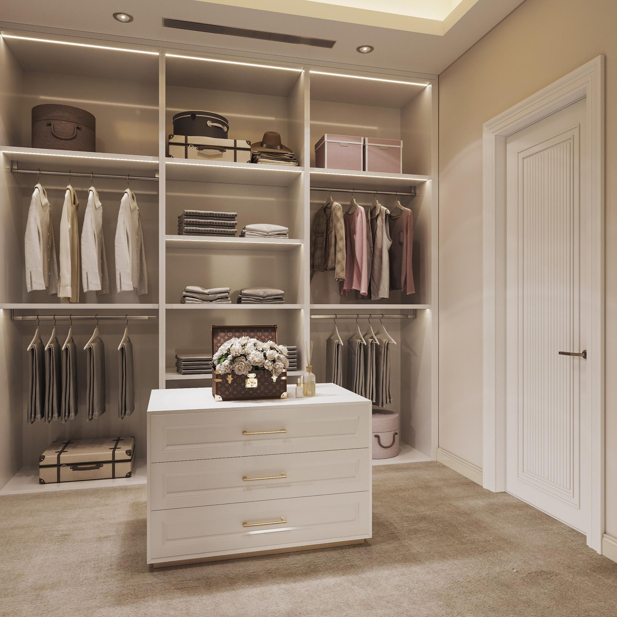Dressing room № 2 in the master bedroom made in the style of Contemporary classics