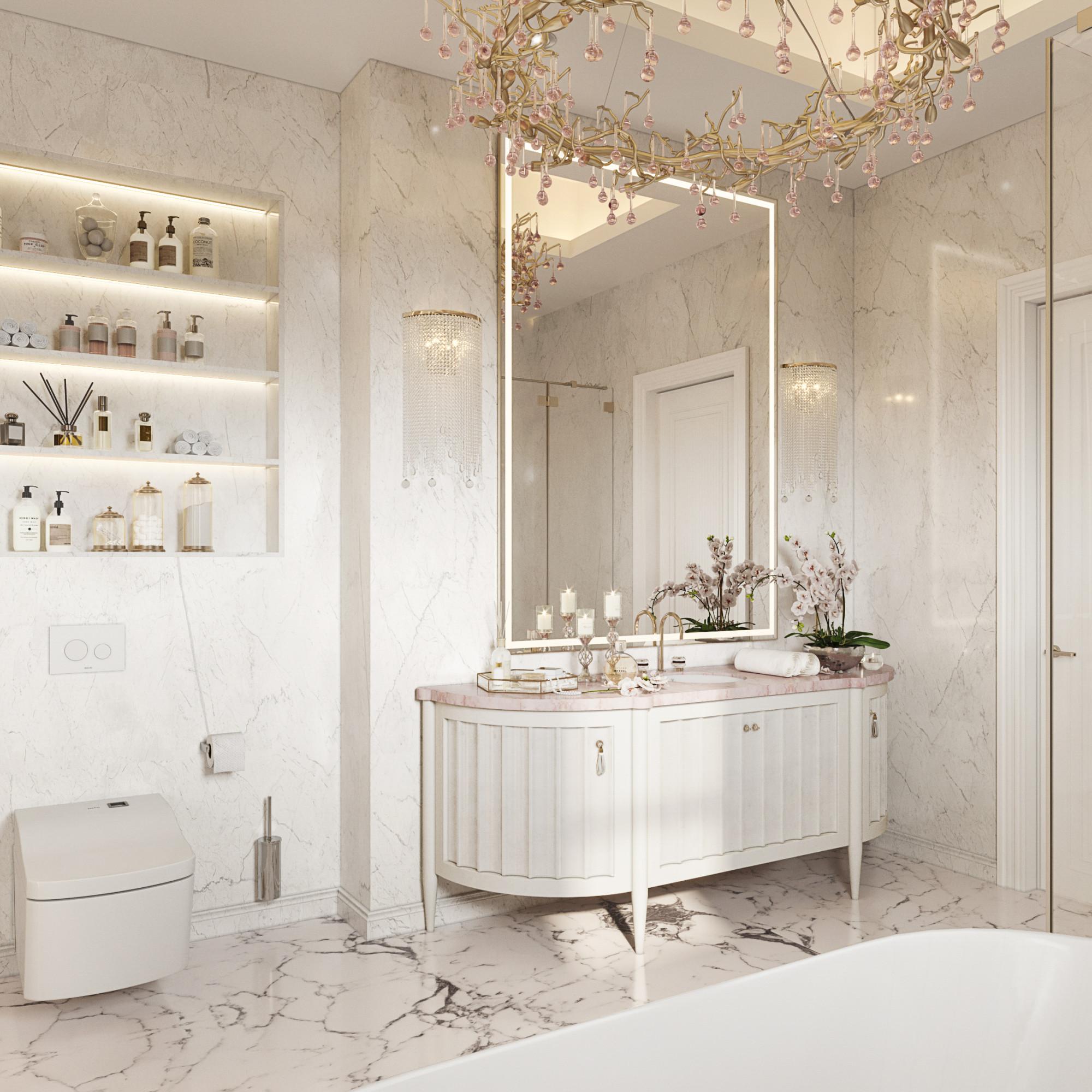 Bathroom in the master bedroom made in the style of Contemporary classics