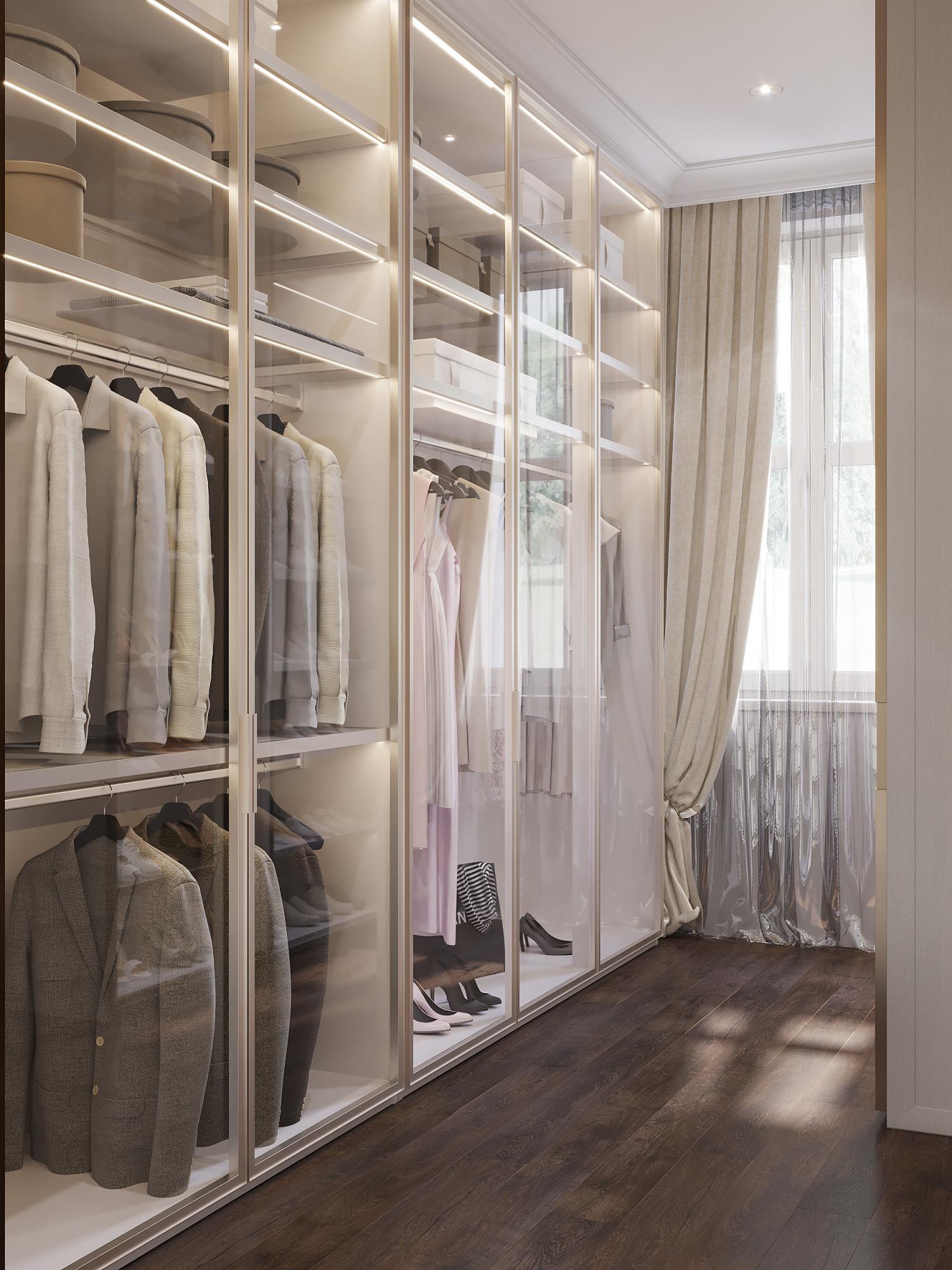 Dressing room in the master bedroom made in the style of Contemporary