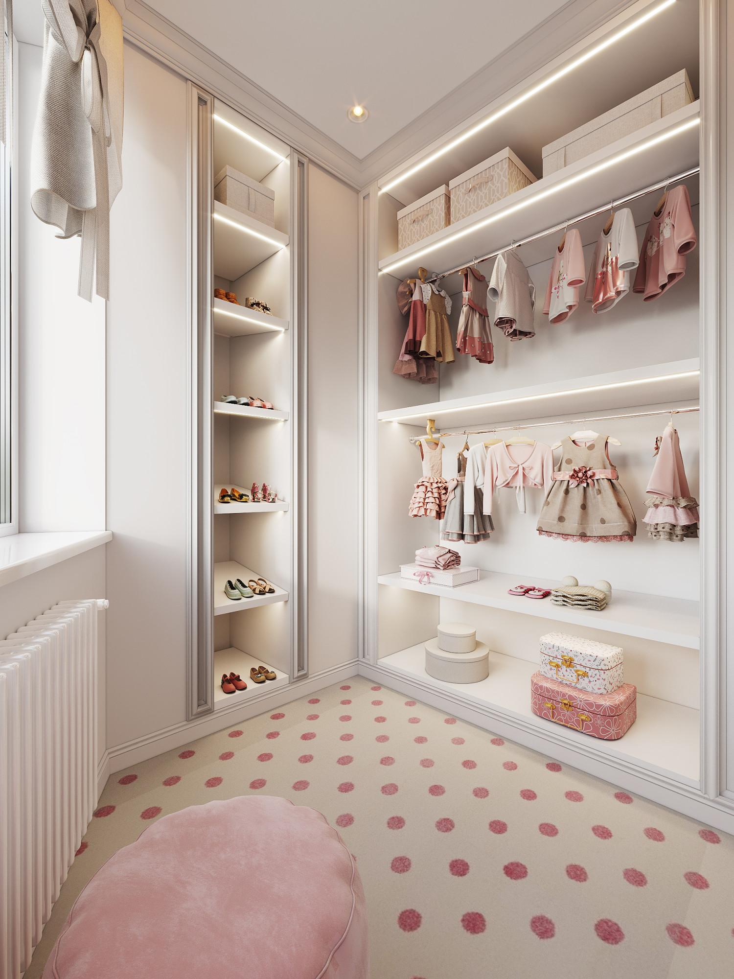 Dressing room in the nursery room made in the style of Contemporary