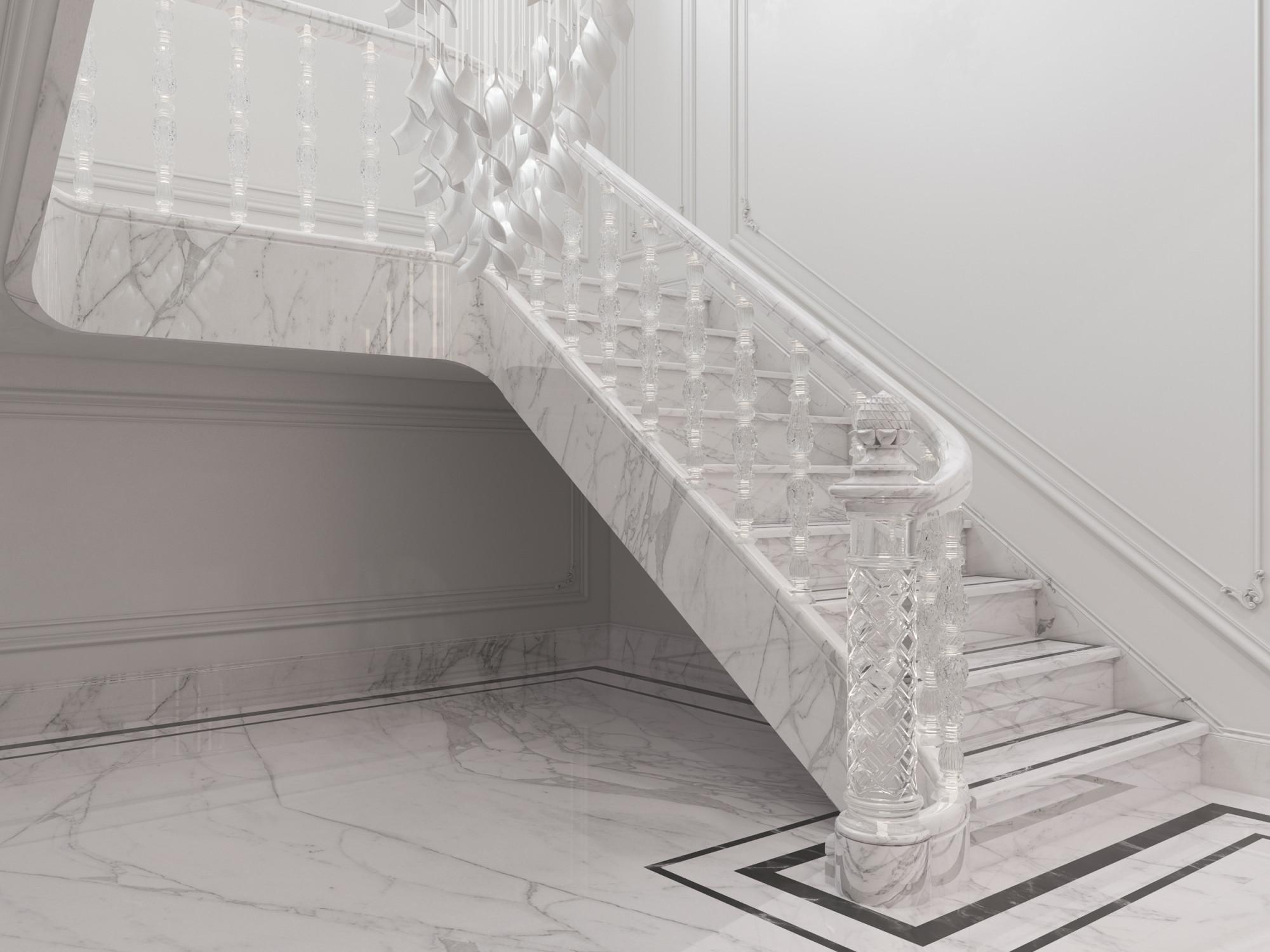 Basement stairwell hall made in the style of Classics Neoclassicism