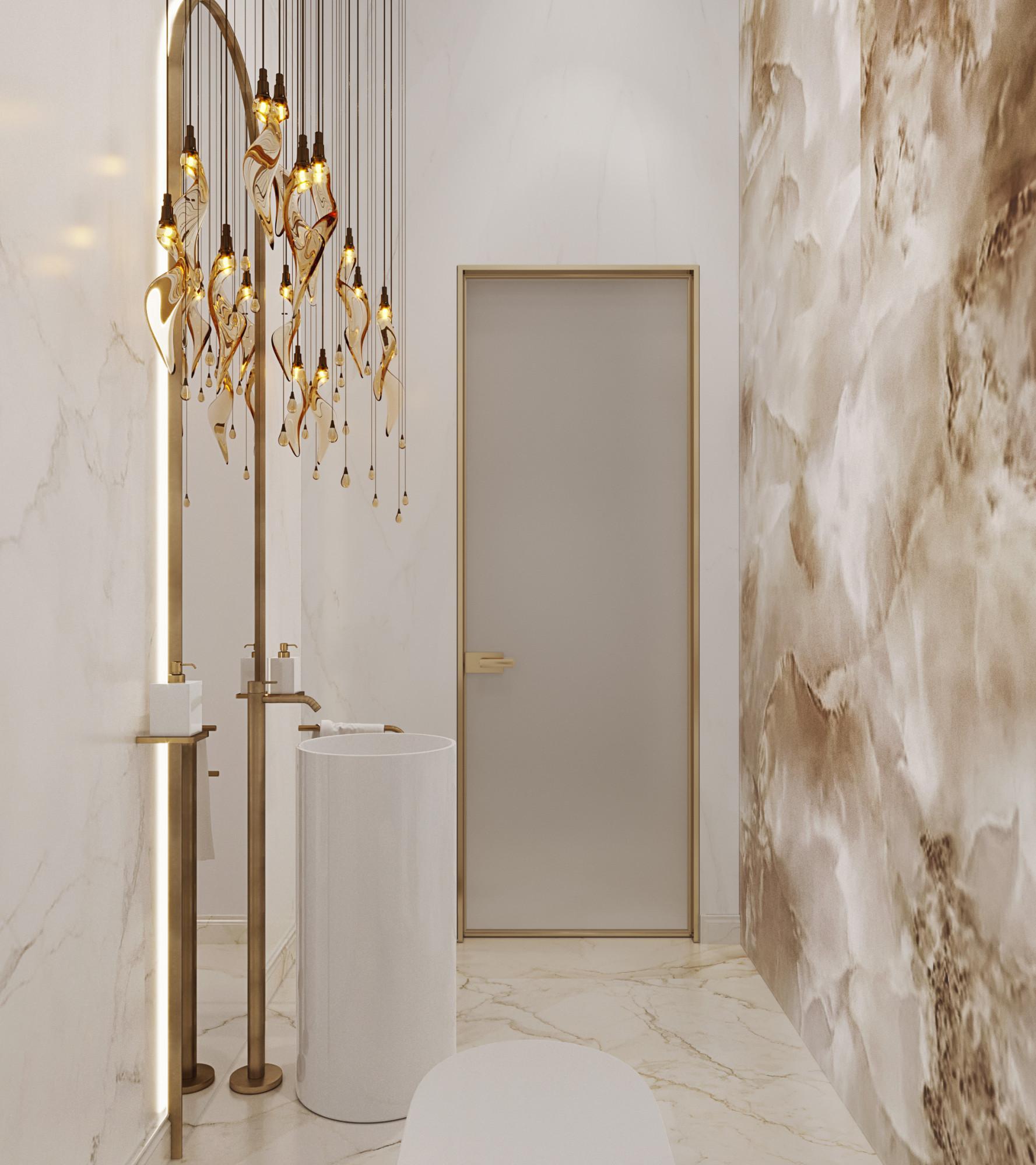 Bathroom in the swimming pool made in the style of Classics Neoclassicism