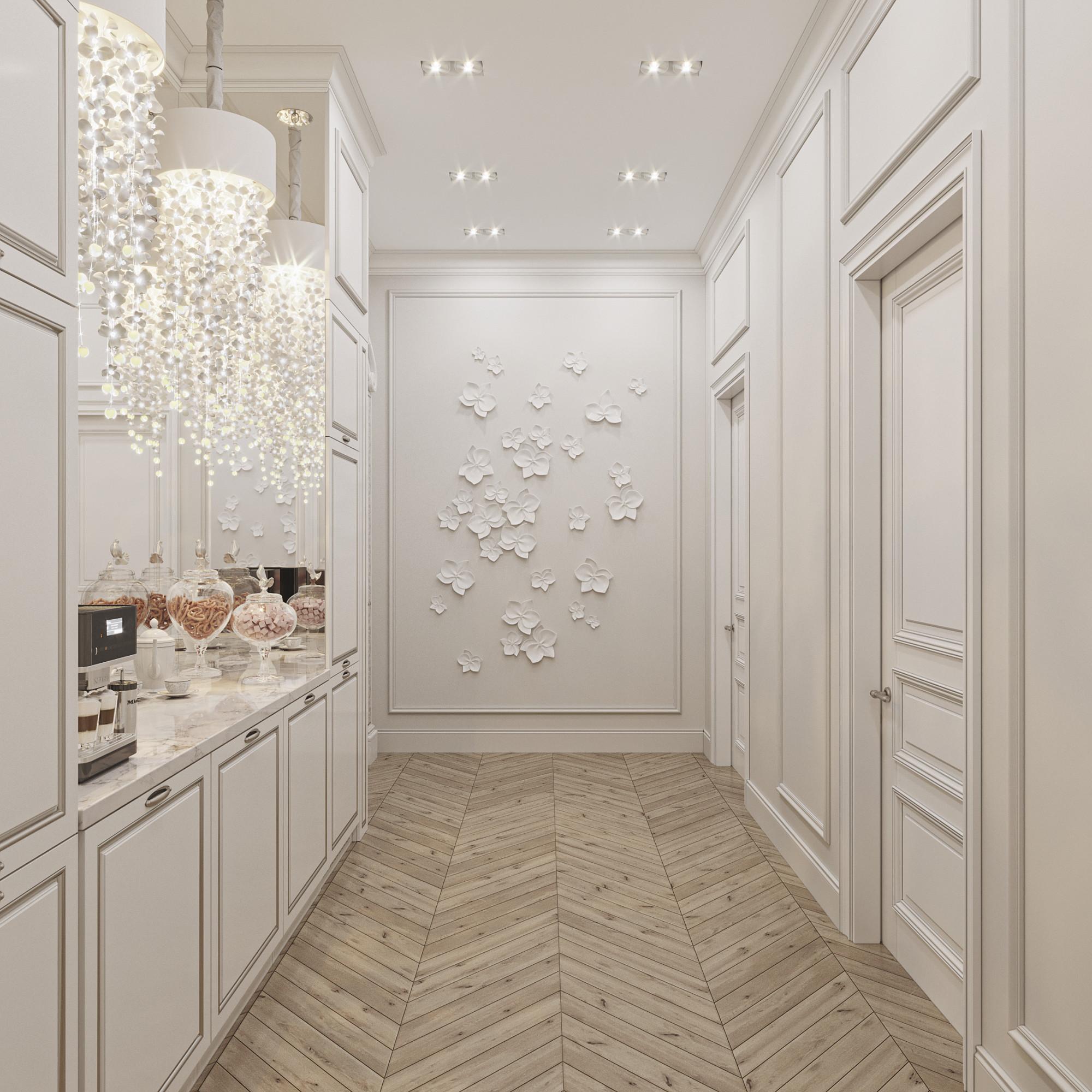 Hall to the master bedroom made in the style of Classics Neoclassicism
