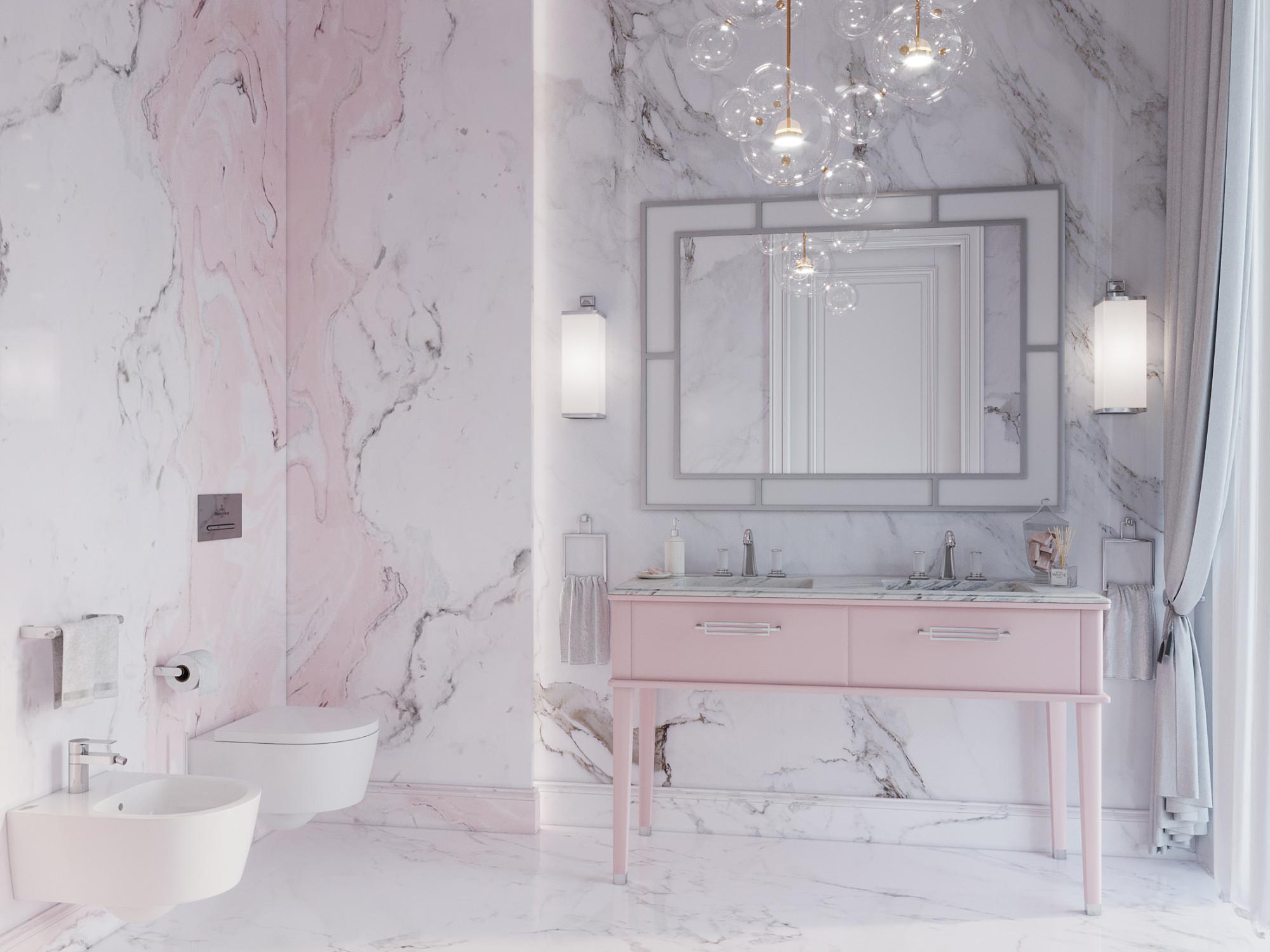 Bathroom in the play room  made in the style of Classics