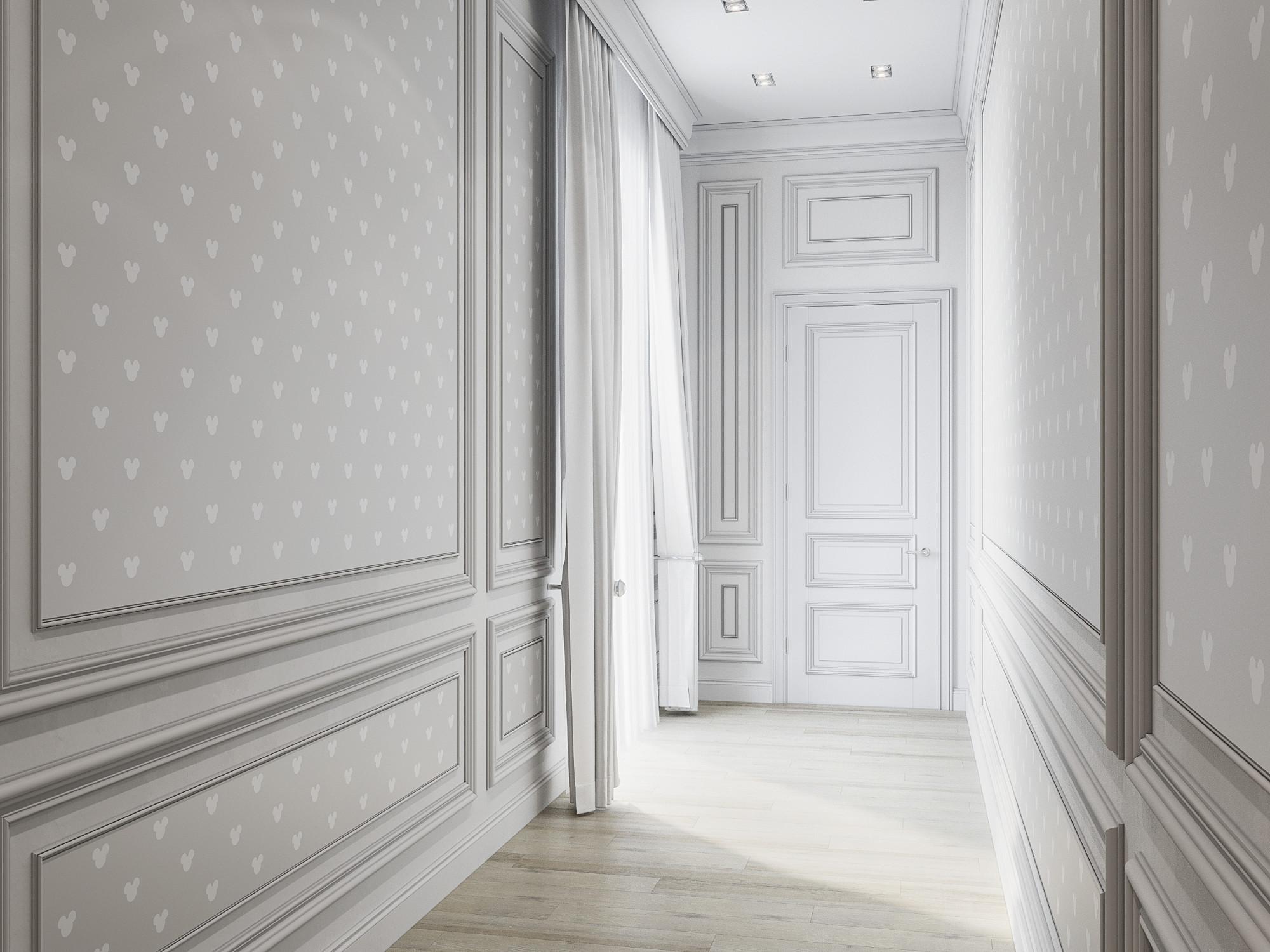 Hall to the nursery bedrooms made in the style of Classics Neoclassicism