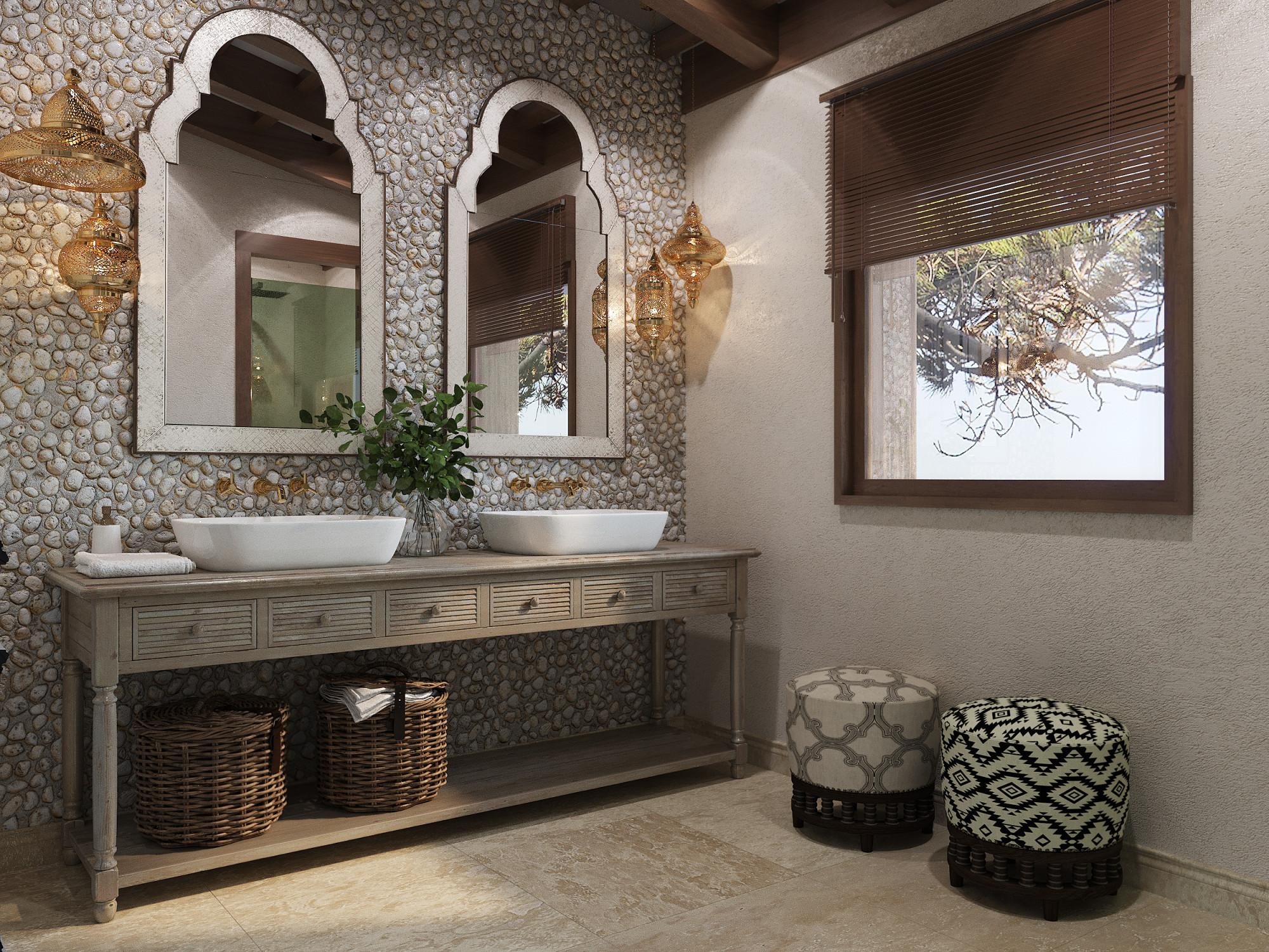 Bathroom in the bedroom made in the style of Contemporary Eclecticism Chateau Ethnic style