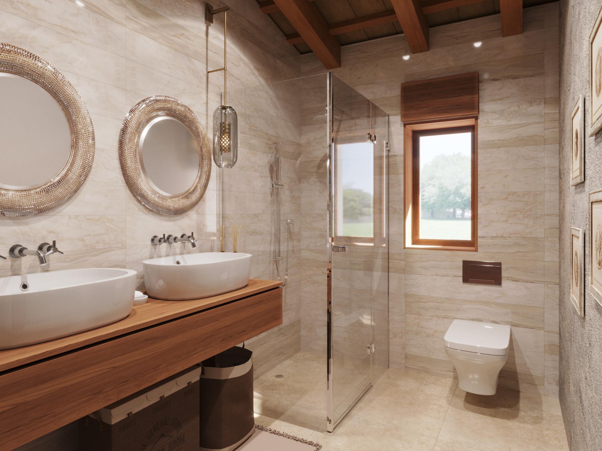 Bathroom in the nursery room made in the style of Contemporary Eco style Chateau Ethnic style